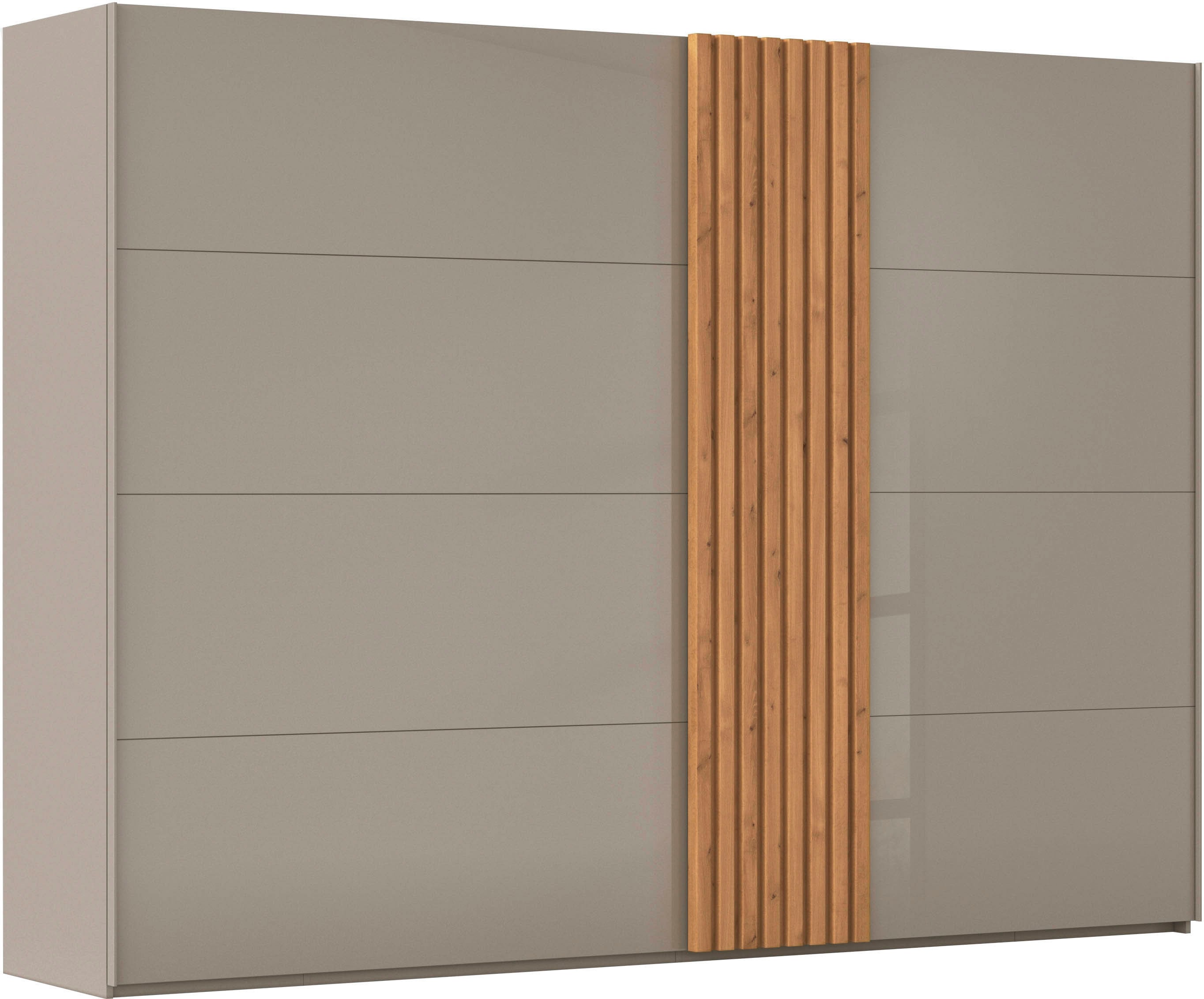 rauch Schwebetürenschrank "Kleiderschrank Schrank Garderobe Wäscheschrank TEGIO" mit hochwertigen Holzdekoraufleistung und Glasfront MADE IN GERMANY