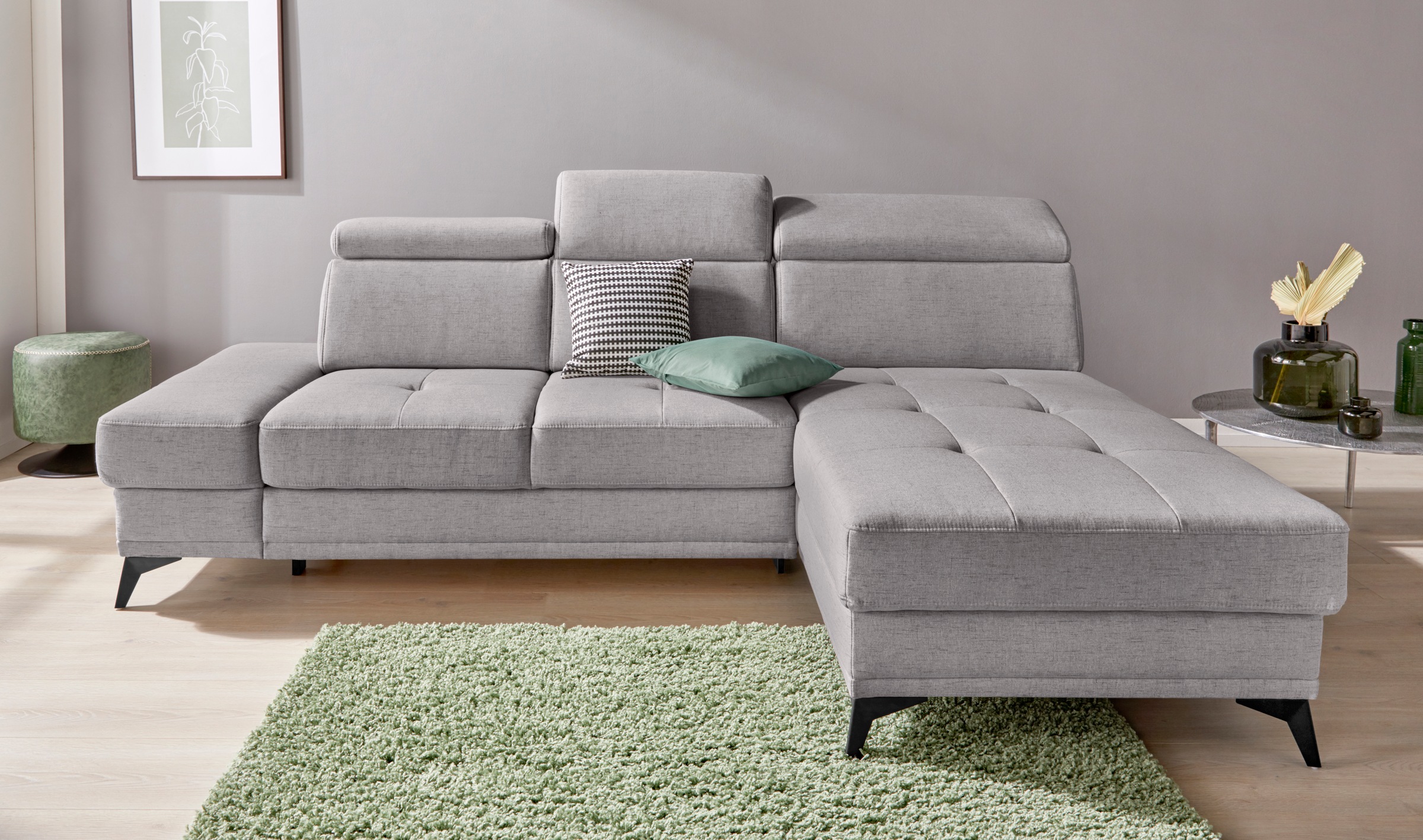 Home affaire Ecksofa "Cardiz L-Form" inkl.Kopfteilverstellung und Federkern günstig online kaufen