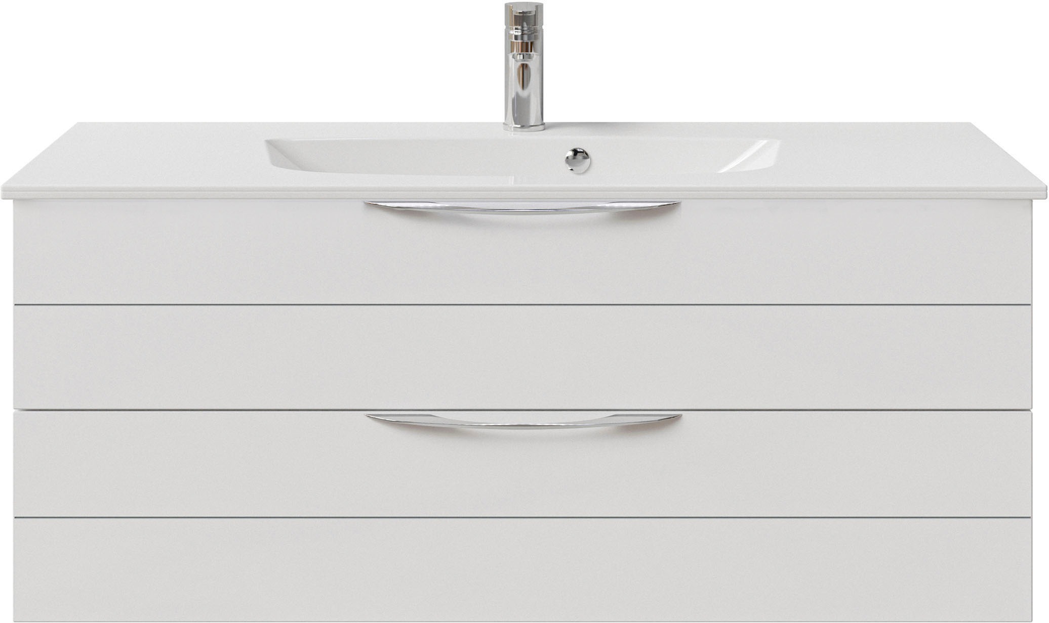 Saphir Waschtisch »Serie 6025 Mineralmarmor-Waschtisch mit Unterschrank, 117 cm breit«, Waschplatz mit 2 Schubladen, hängend, verschiedene Ausführungen