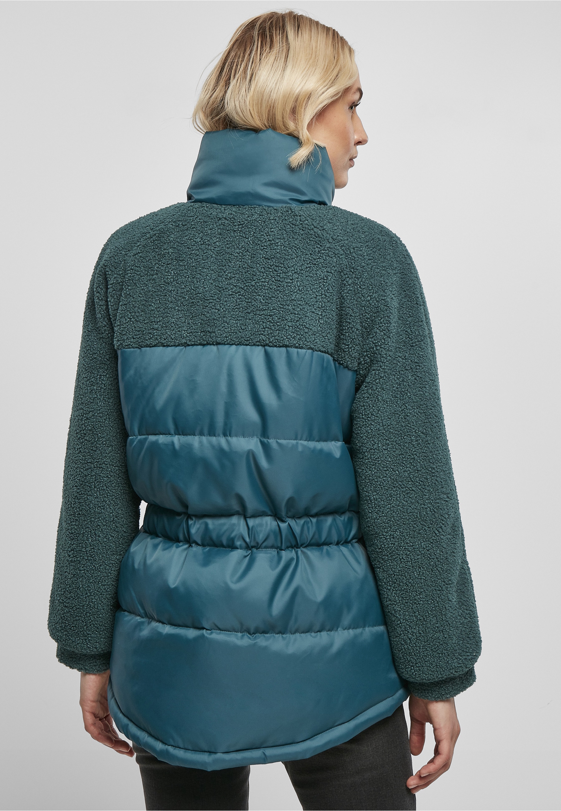 URBAN CLASSICS Winterjacke »Urban Classics Damen Ladies Sherpa Mix Puffer Jacket« 1 Stk. tlg. ohne Kapuze
