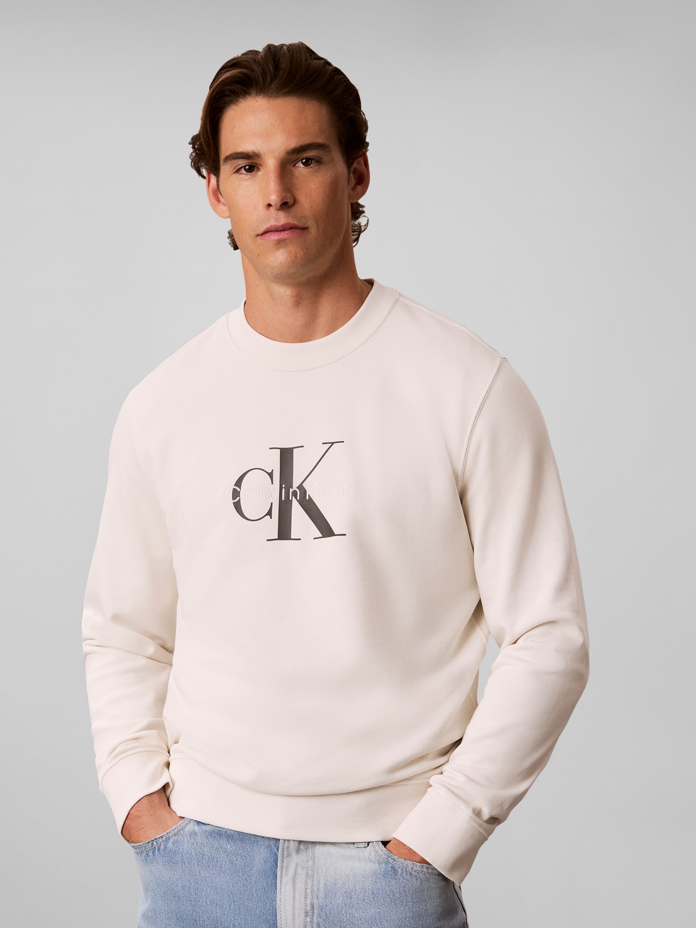 Calvin Klein Sweatshirt , Rundhalsausschnitt, Regular Fit, großer Logo-Print

