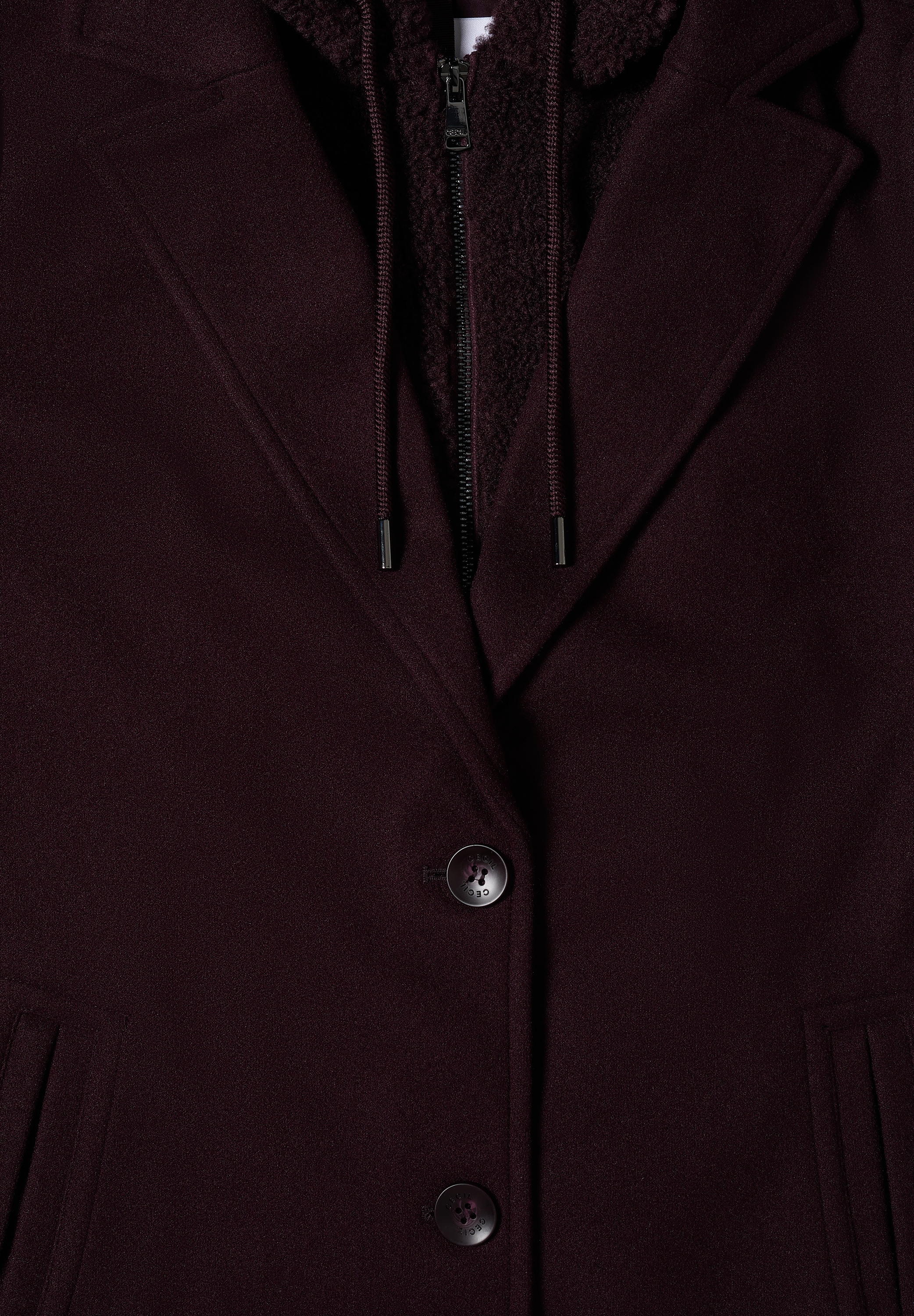 Cecil Fellimitatmantel, mit Taschen-Detail