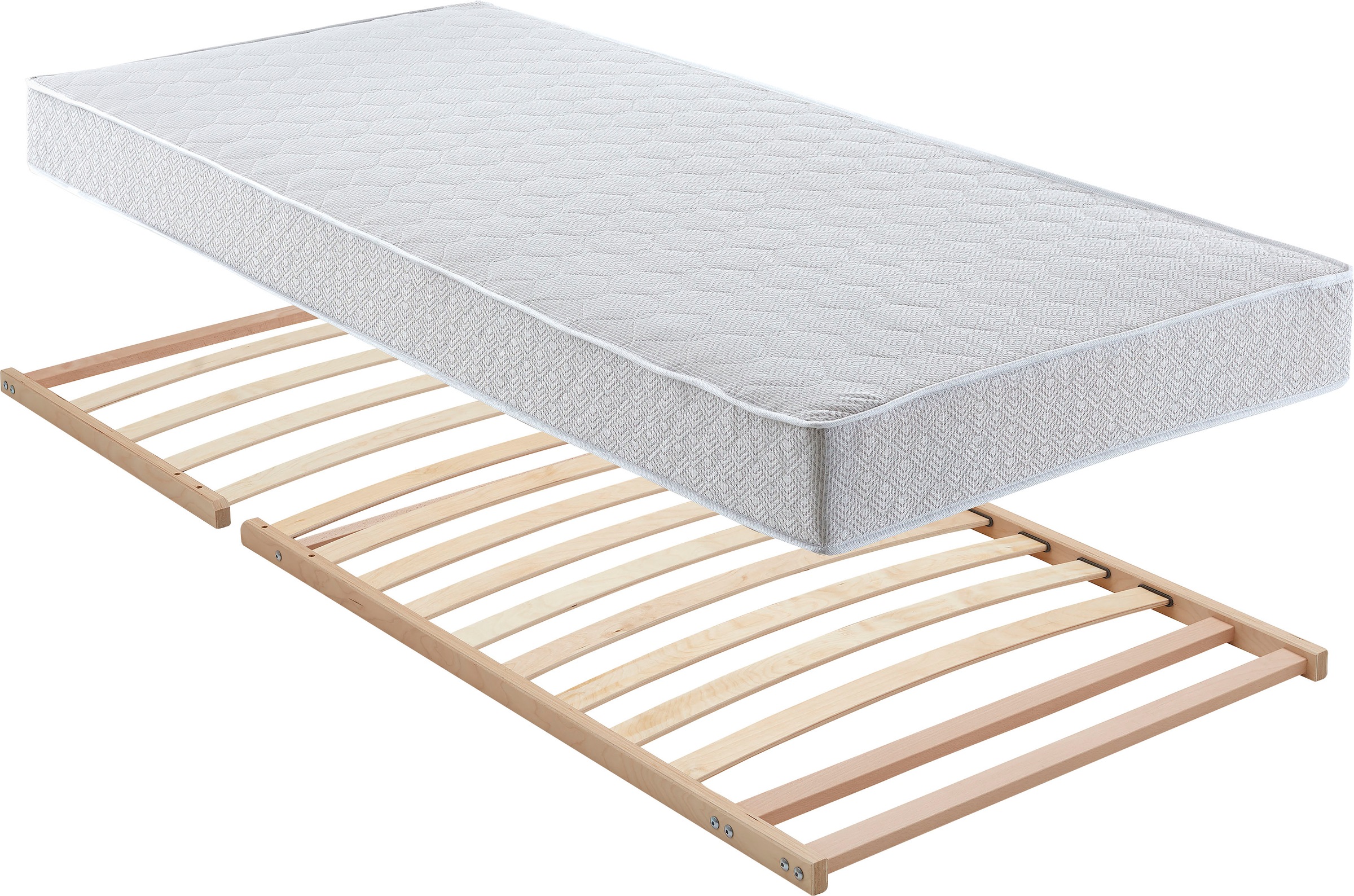 Polsterbett, grau, B:212cm L:210cm, Bezug Bett: Kunstleder;Bonnell-Federkernmatratze: 51% Polypropylen, 39% Polyester und 10% Baumwolle;Kaltschaummatratze: 100% Polyester, Bezug abnehm- und waschbar bis 60C, WESTFALIA SCHLAFKOMFORT, Betten, Polsterbett oh 7
