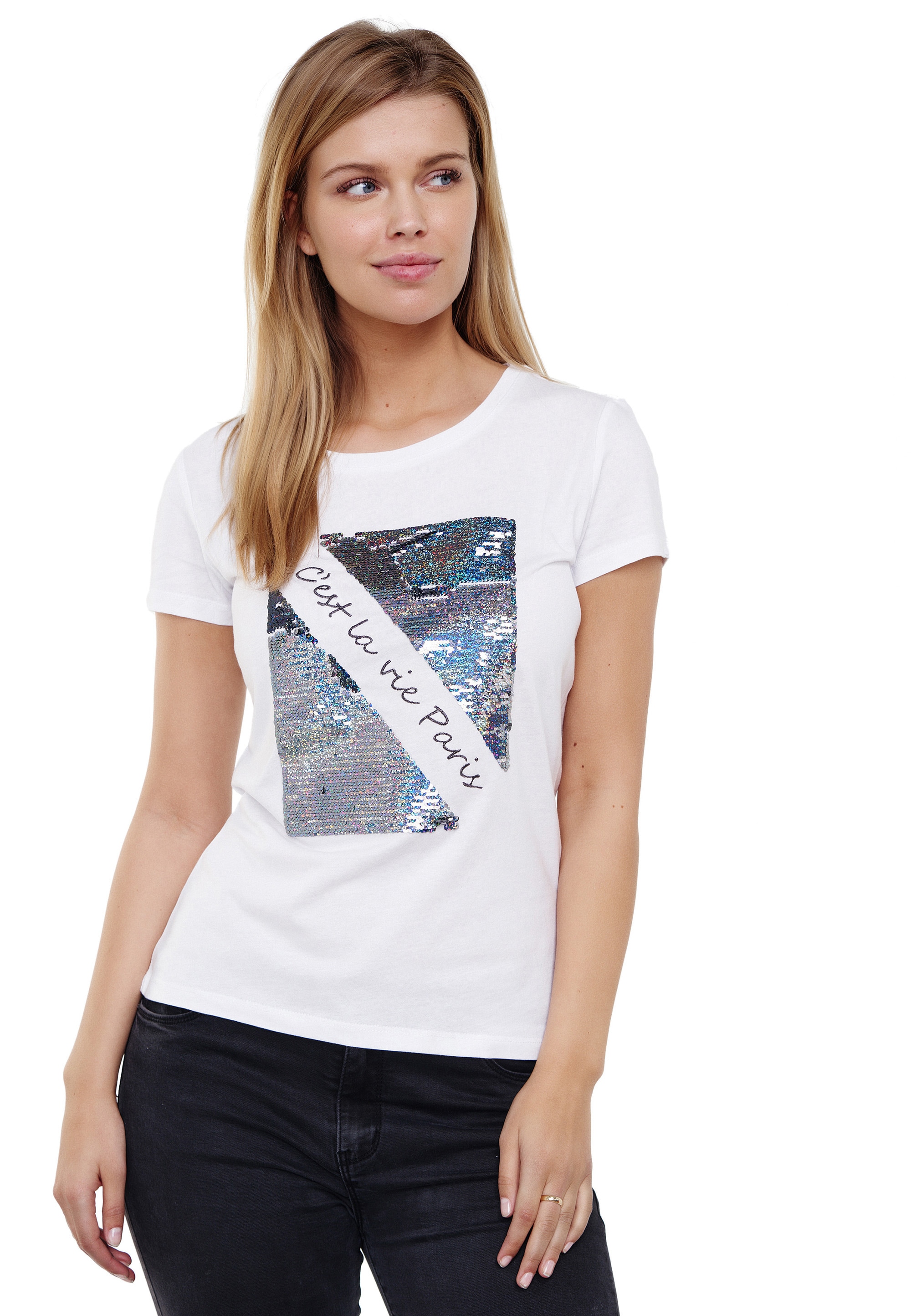 kaufen T-Shirt, für coolem Pailletten-Besatz BAUR | mit Decay