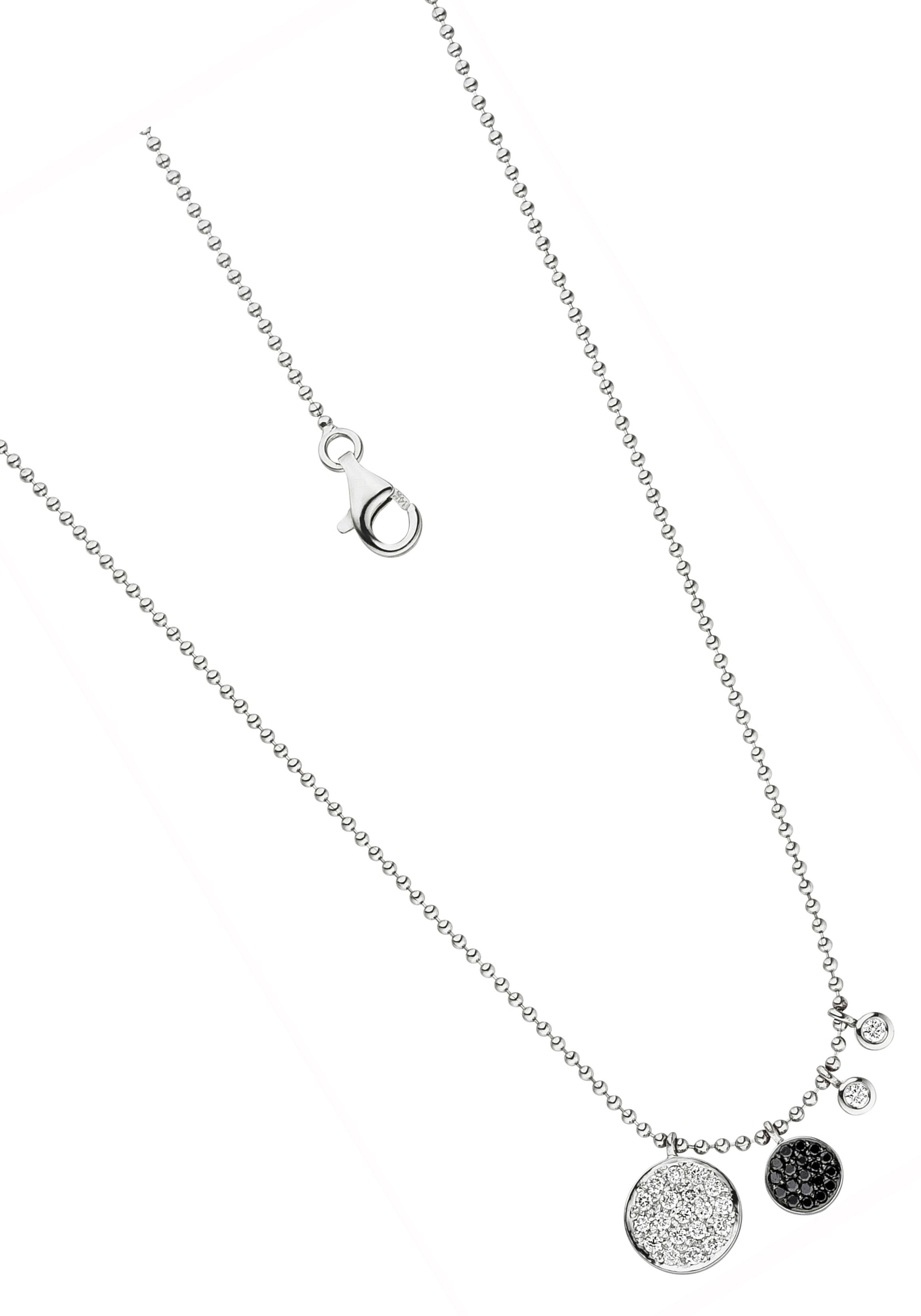 JOBO Kette mit Anhänger »Kugelkette mit 40 Diamanten«, 585 Weißgold 43 cm