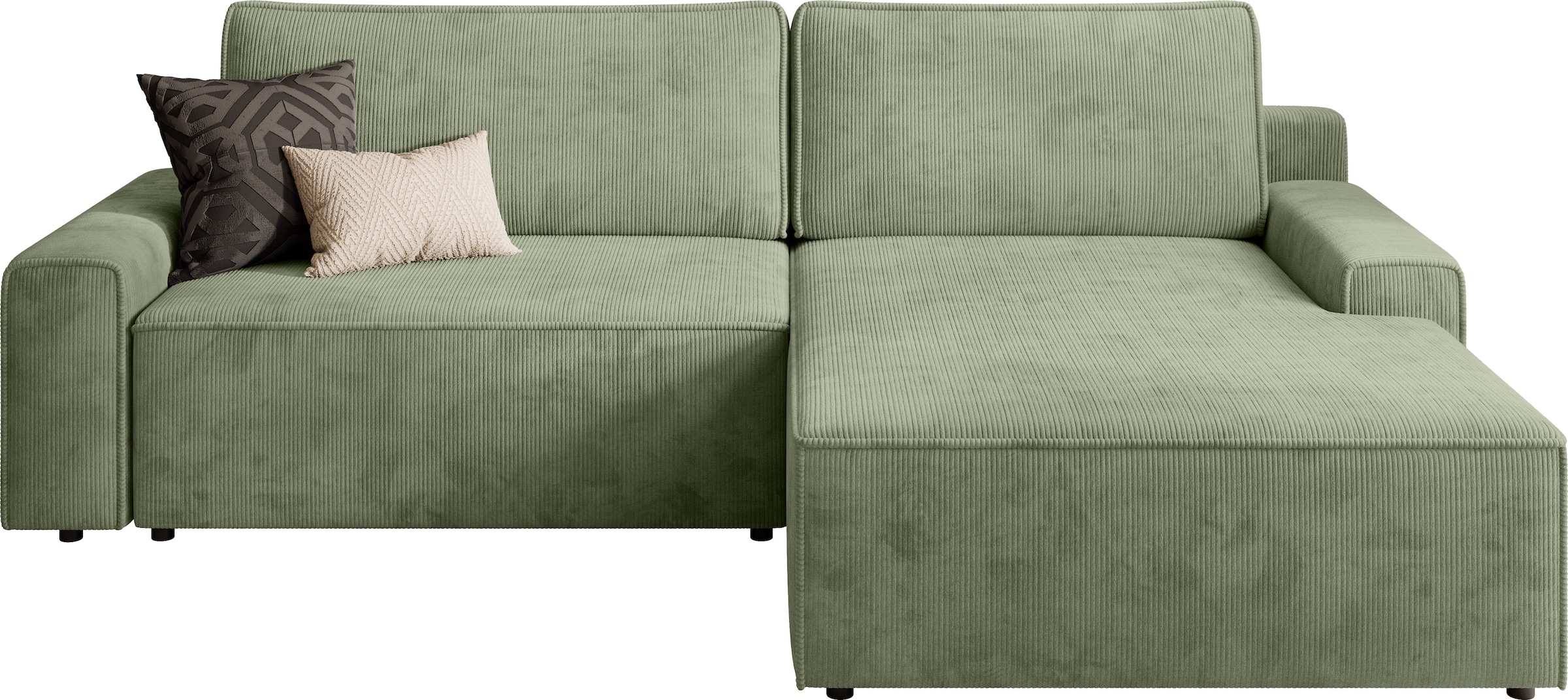 TRENDMANUFAKTUR Ecksofa »Challenge, Schlafsofa mit Bettkasten, Couch in L-Form, Breite 245 cm«, Recamiere beidseitig montierbar, mit Bettfunktion, trendiger Cordstoff