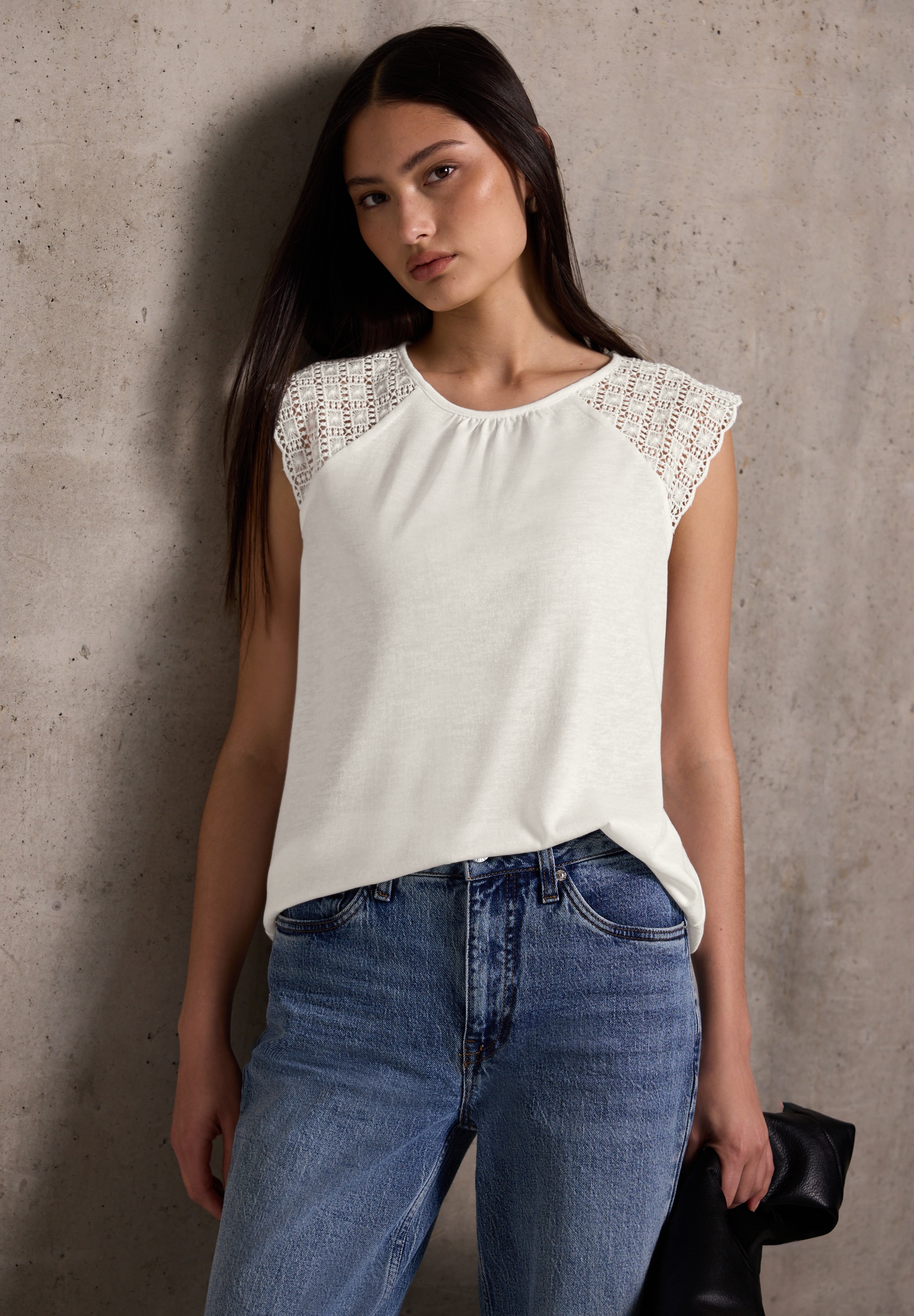 STREET ONE STUDIO Spitzentop Rundhalsausschnitt