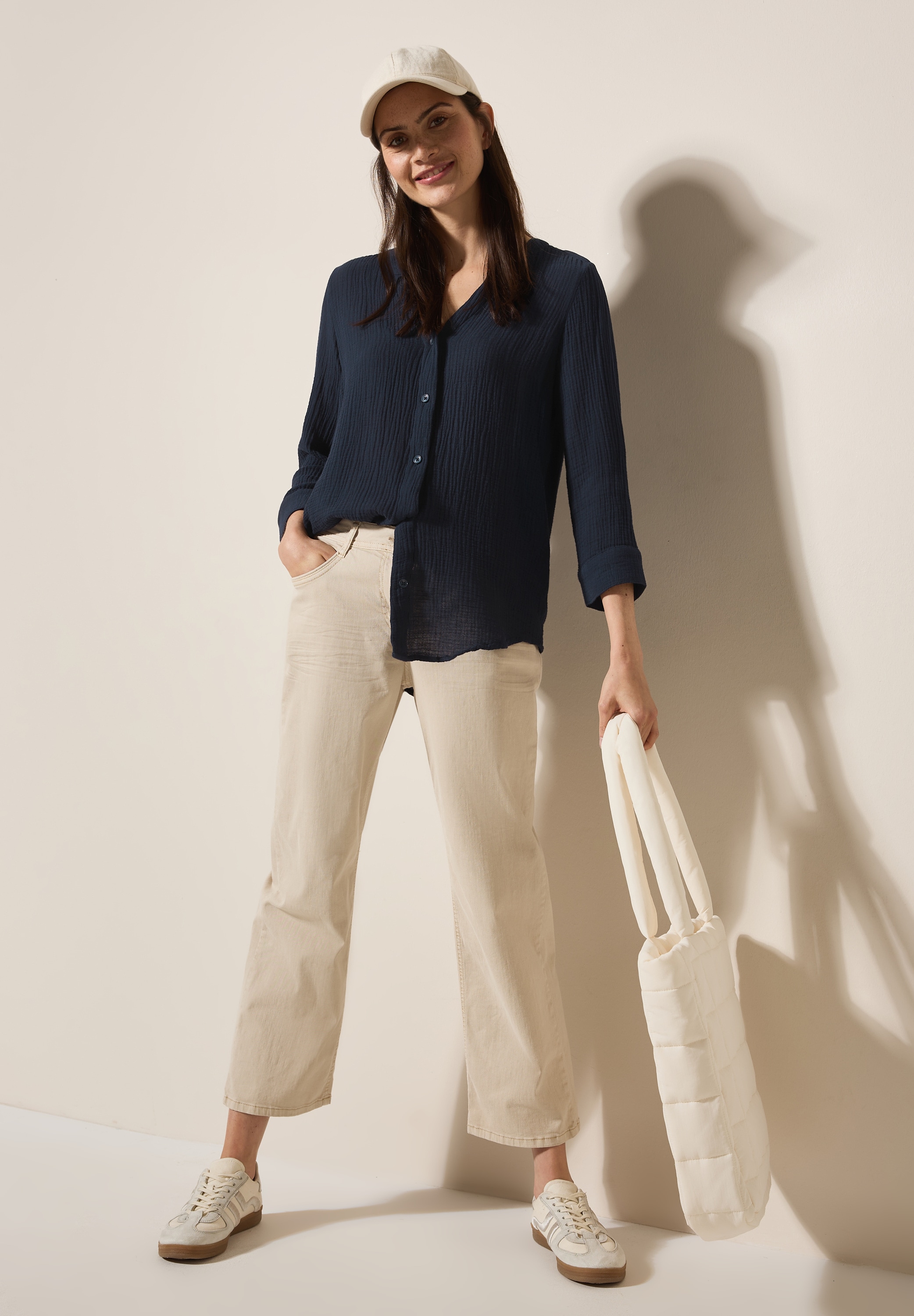 Cecil Shirtbluse, 3/4-Arm Musselin-Optik