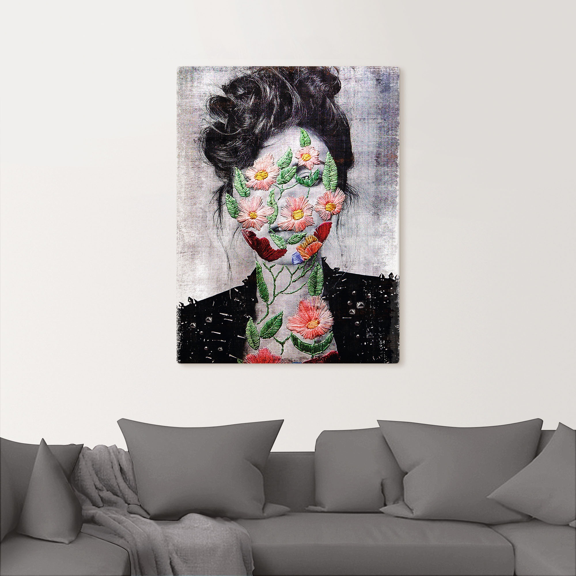Artland Leinwandbild »Flower Face«, Portrait, (1 St.), auf Keilrahmen gespannt