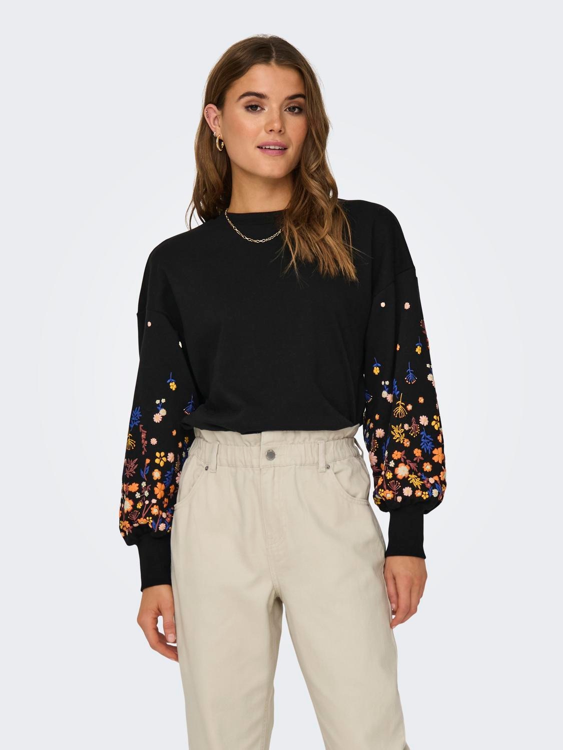ONLY Sweatshirt "ONLBROOKE L/S O-NECK FLOWER SWT" günstig online kaufen