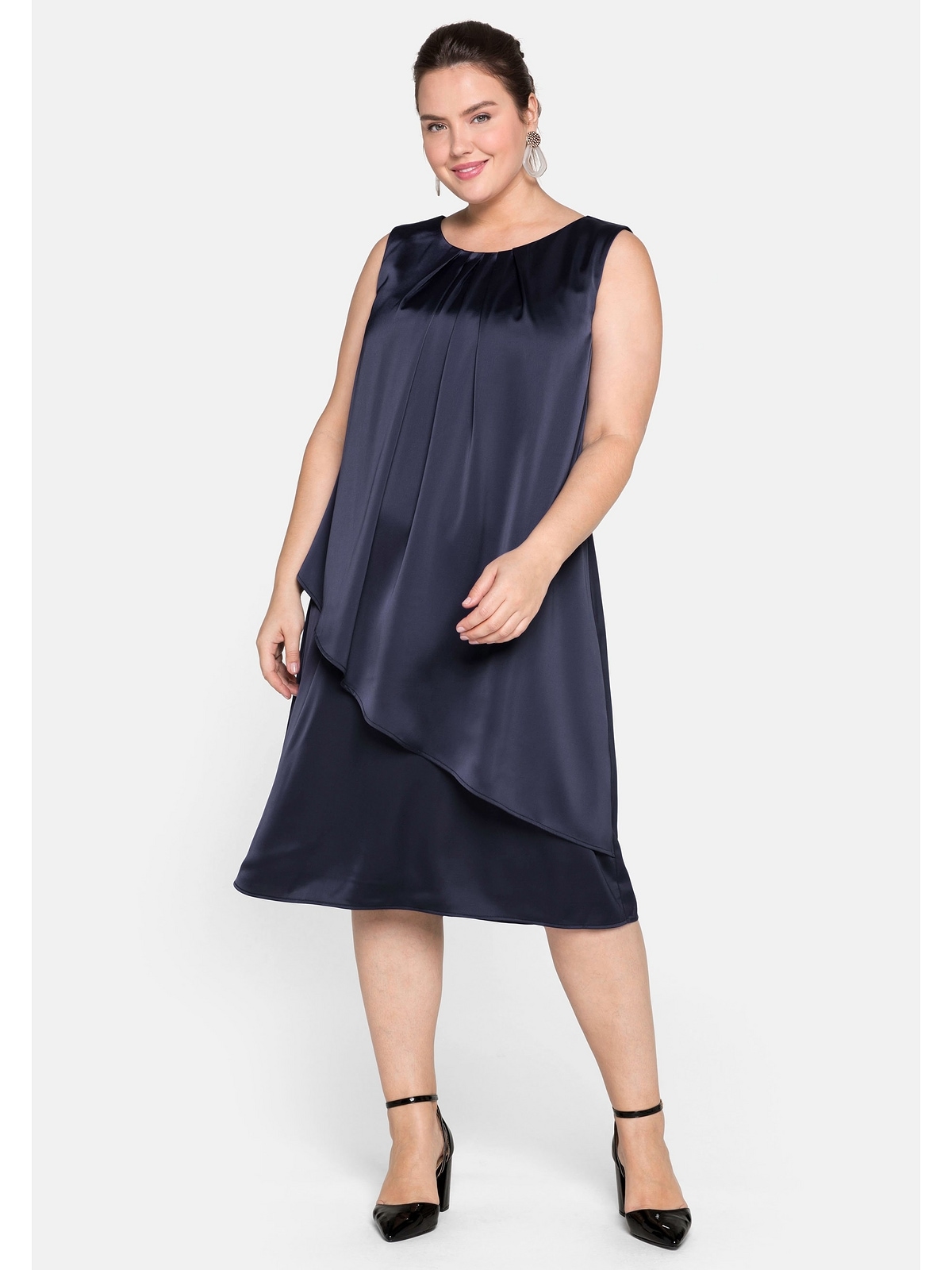 Sheego Cocktailkleid »Große Größen«, im Lagenlook, aus samtartigem Chiffon