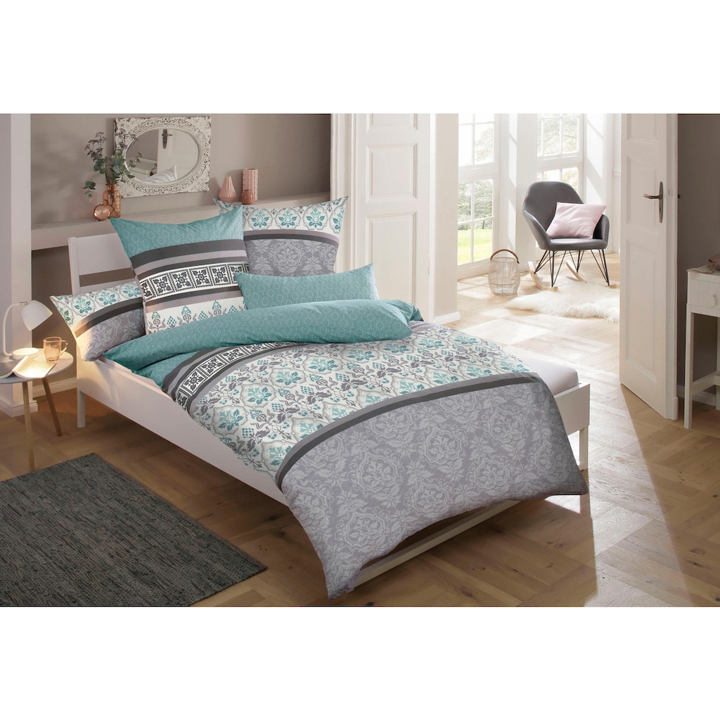 Home affaire Bettwäsche »Cremona in Renforcé, Biber (Flanell) und PolyCotton Qualität, romantisch, verspielte Ornamente, geeignet im Winter & Sommer, Landhausstil«, (2 tlg.)