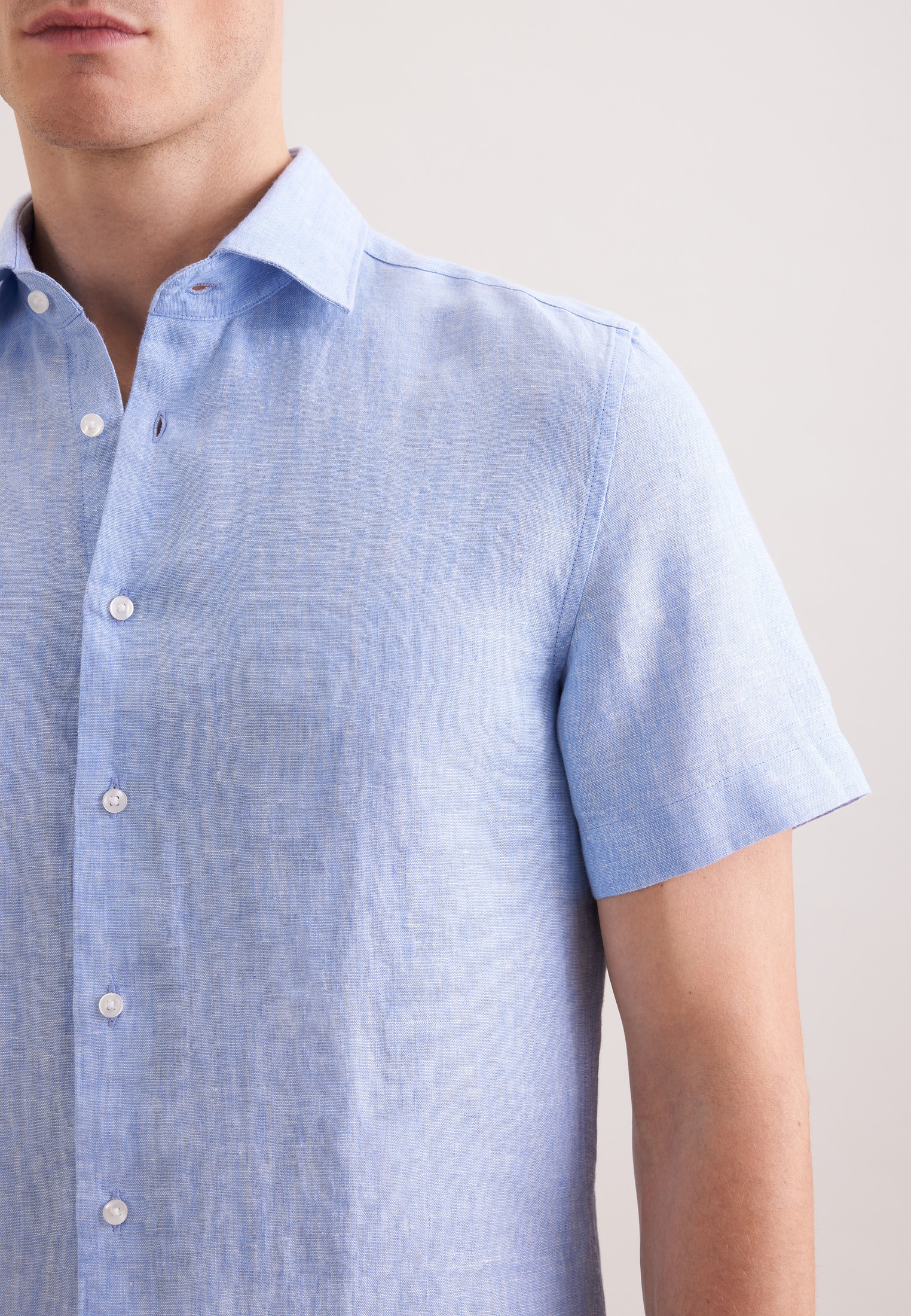 Seidensticker Schwarze Rose Linen Shirt Light Blue M 3