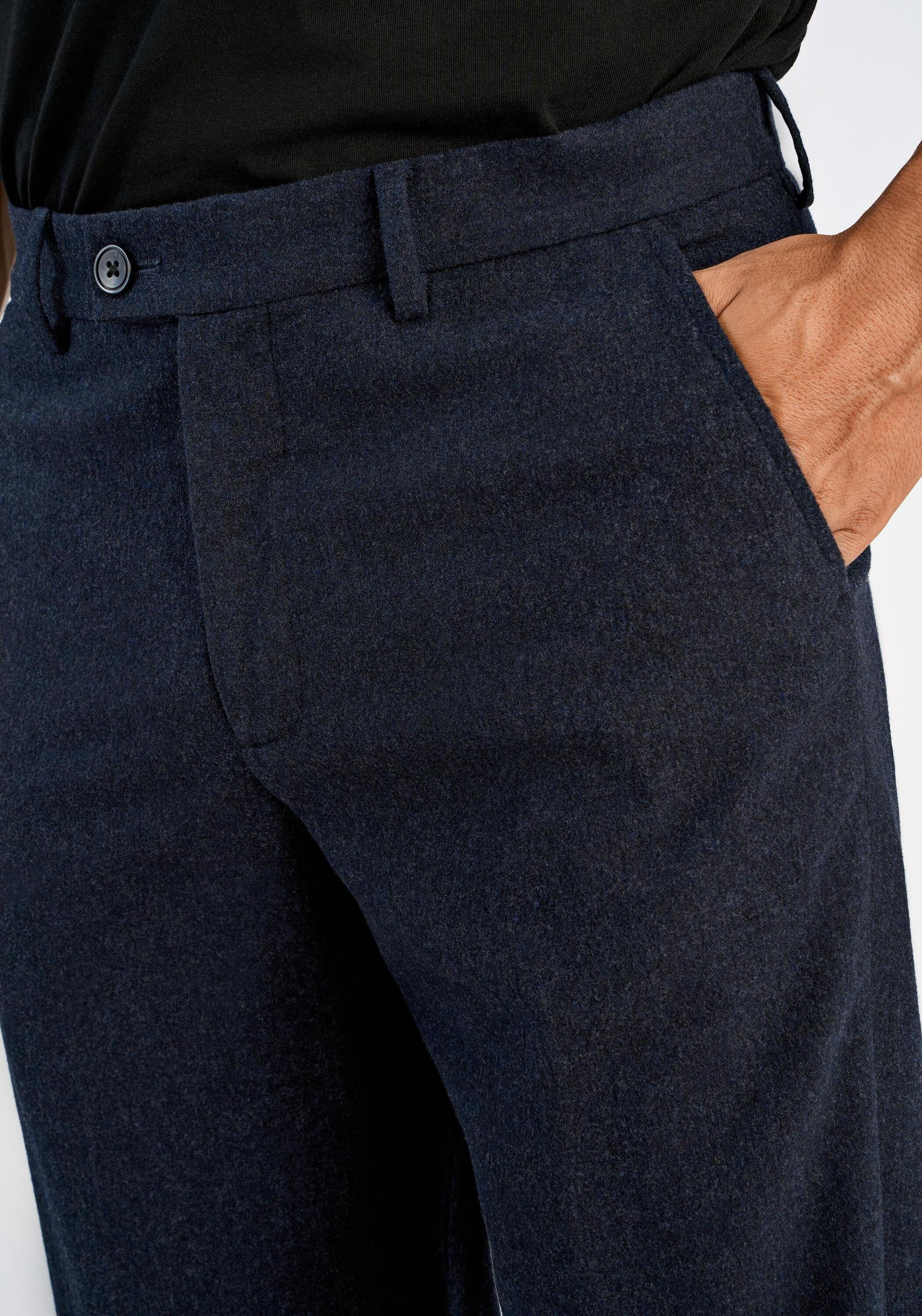 Anzughose LINDBERGH "Anzughose Relaxed Fit", Herren, Gr. M, dk blau mel, Obermaterial: 56% Polyester, 40% Wolle, 4% Elasthan; Futter: 55% Polyester, 45% Viskose, meliert, relaxed fit, Hosen Anzughose 2