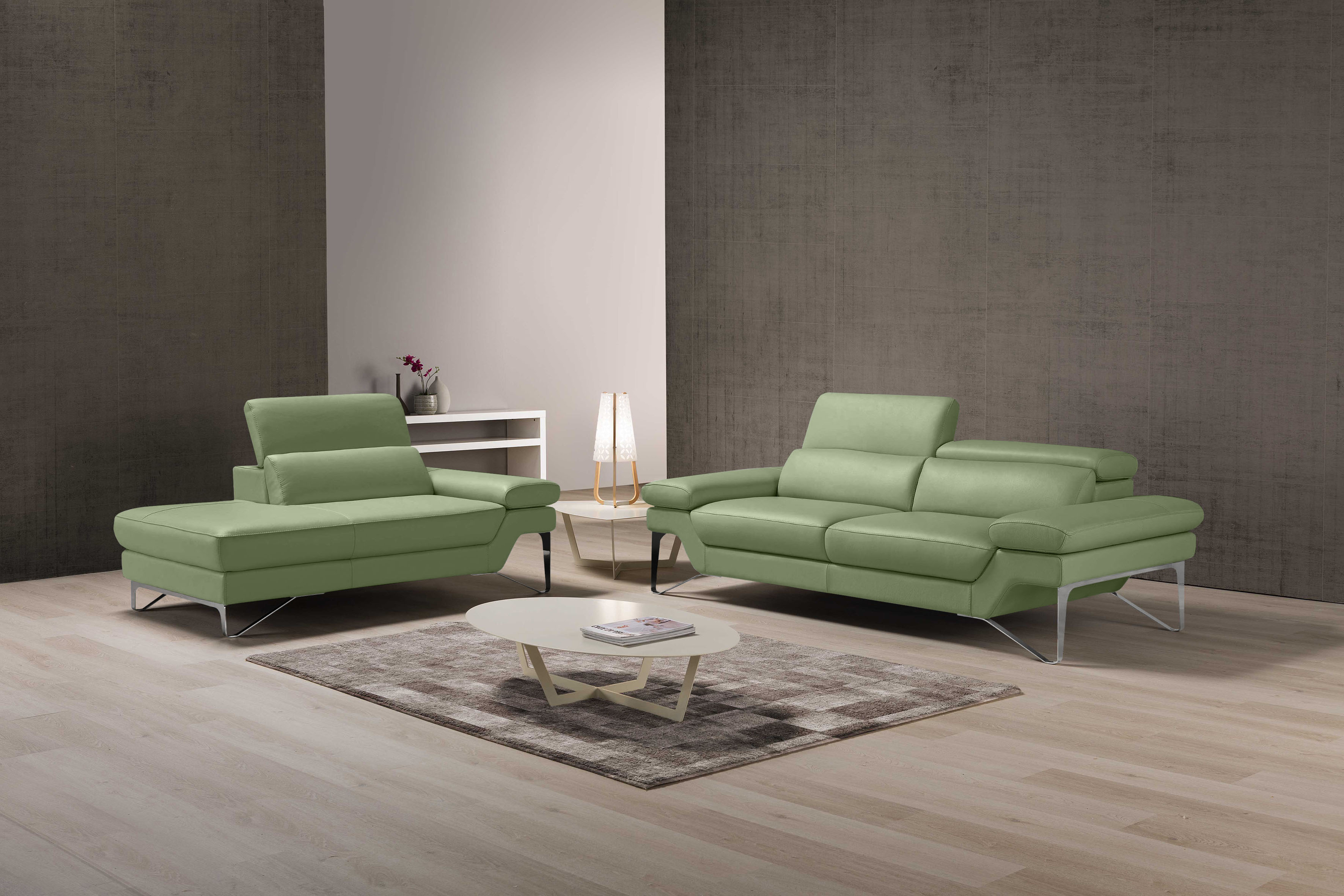 Egoitaliano Polstergarnitur "Princess Design und Sitzkomfort im Einklang, bequem und hochwertig" Set aus 2,5 Sitzer und freitehende Ottomane, Kopfstützen verstellbar