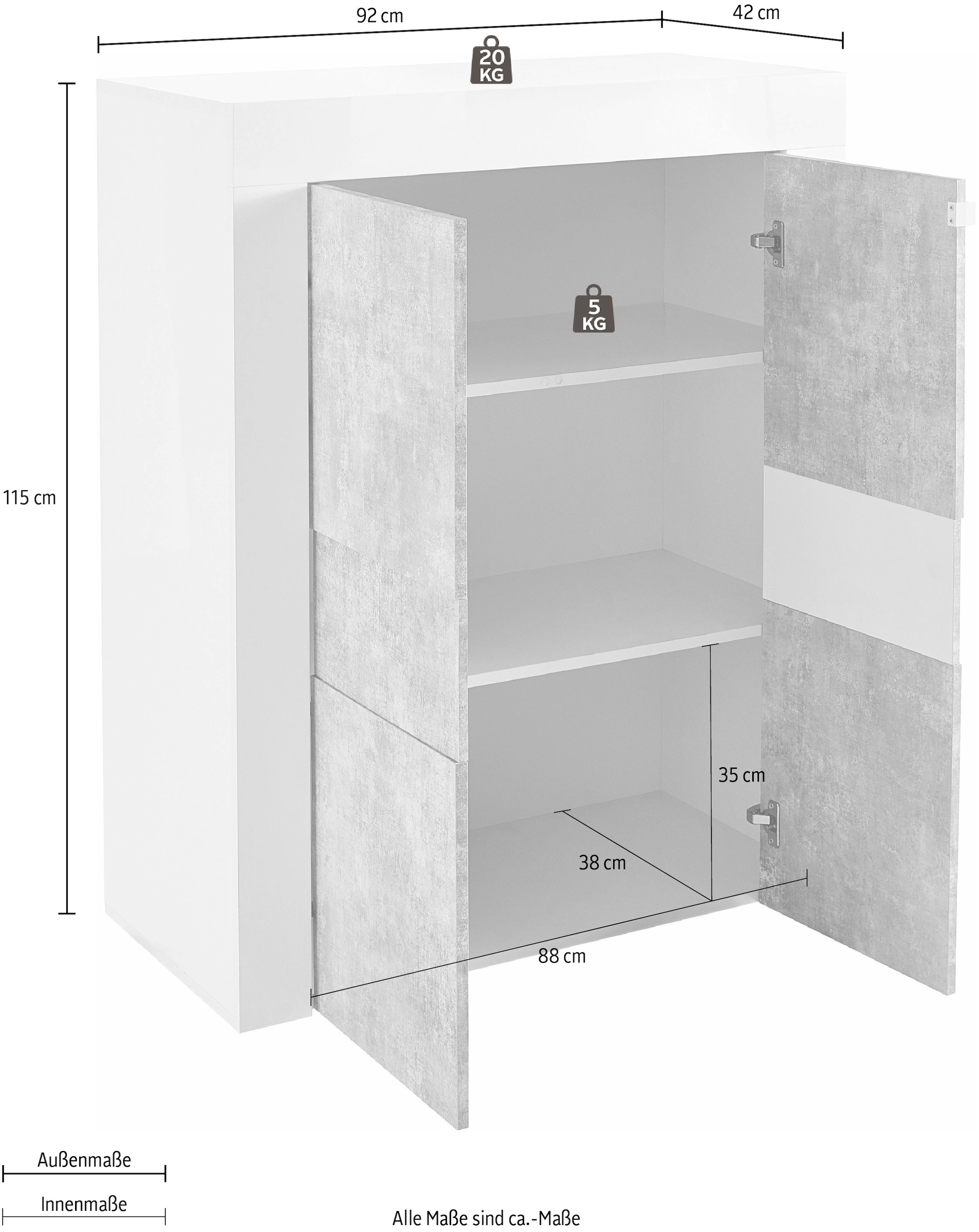 Breite BAUR Highboard cm 92 LC | »EASY«,