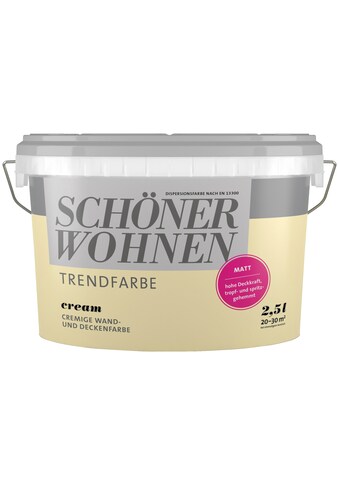 SCHÖNER WOHNEN FARBE Wand- und Deckenfarbe »TRENDFARBE, matt«, 2,5 Liter, Cream,...