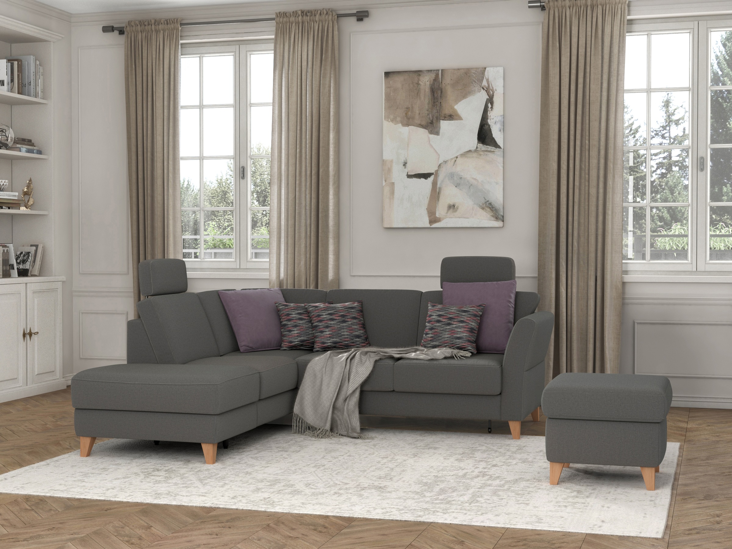 sit&more Ecksofa »Visby L-Form«, Wahlweise mit Bettfunktion und Stauraum, frei im Raum stellbar