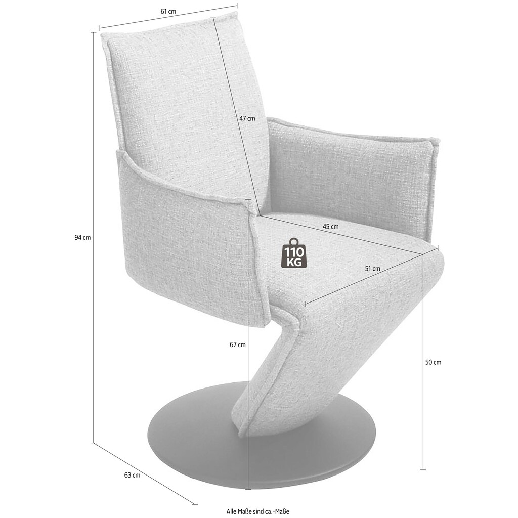 K+W Komfort & Wohnen Drehstuhl »Drive«, Flachgewebe 775, Sessel mit federnder Sitzschale, Drehteller in Metall schwarz Struktur