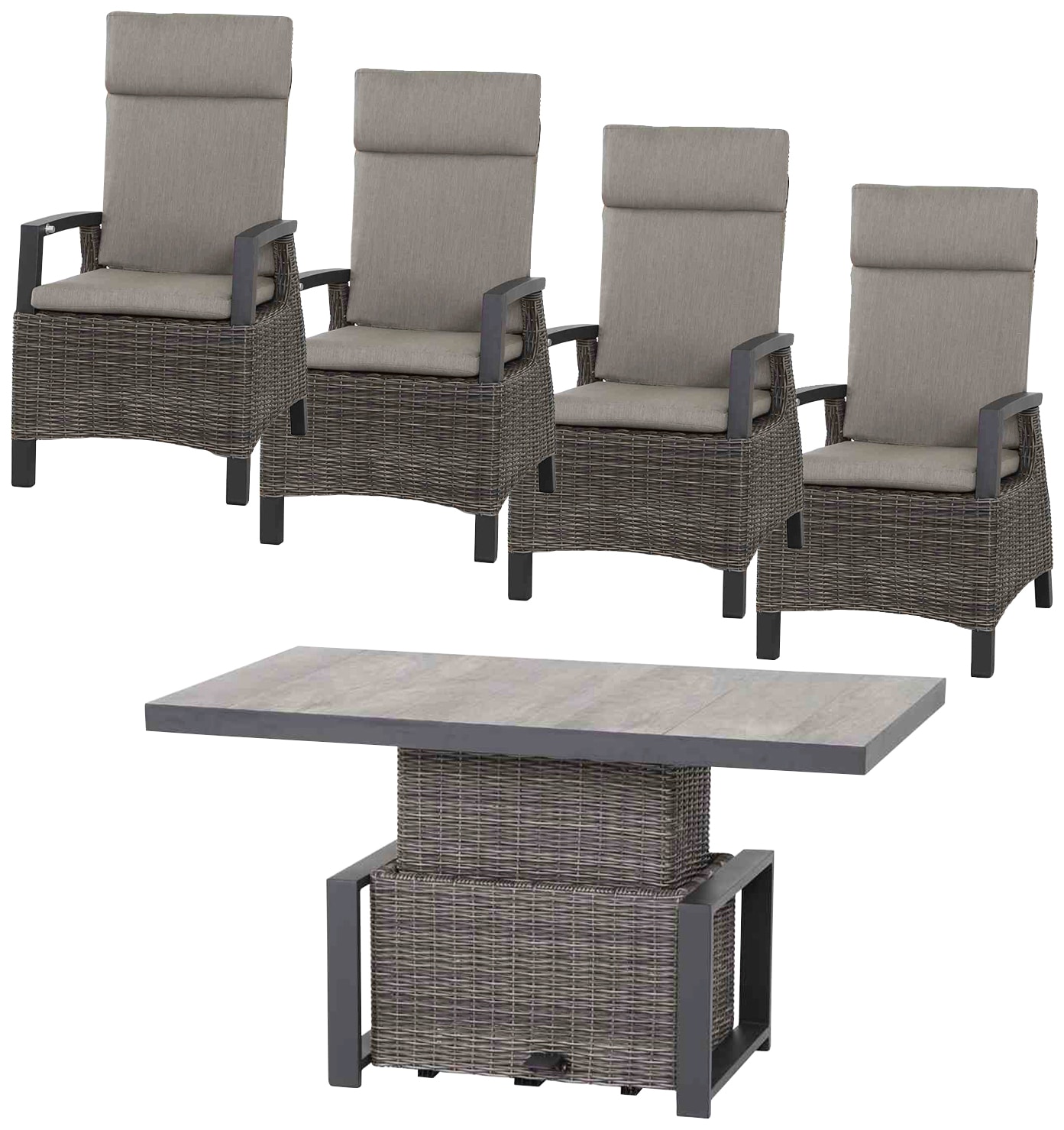 Garten-Essgruppe SIENA GARDEN, grau, Aluminium, Sitzmöbel-Sets, "Corido"