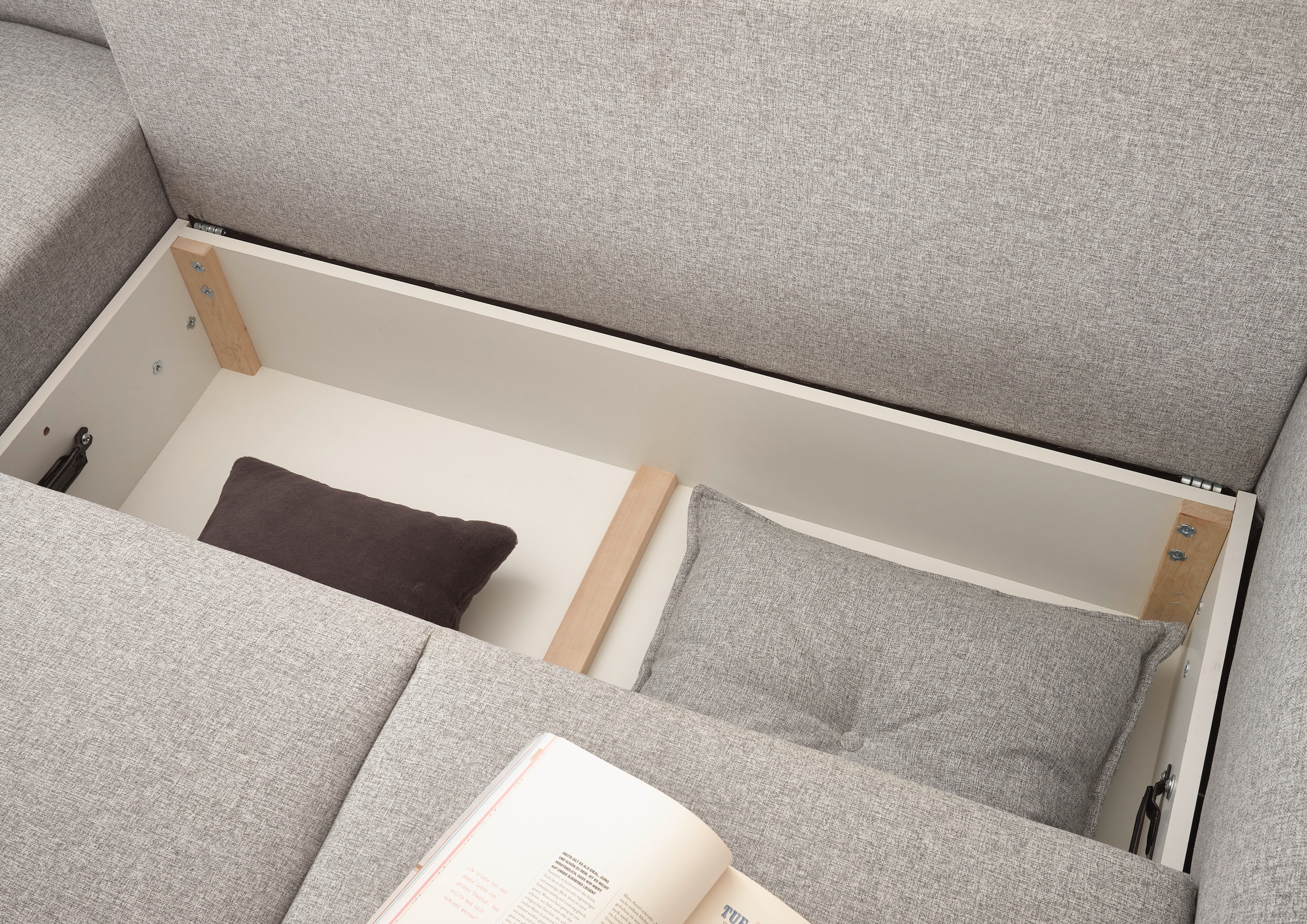 ED EXCITING DESIGN Ecksofa »Pamplona L-Form«, mit Bettfunktion, Bettkasten & Zierkissen