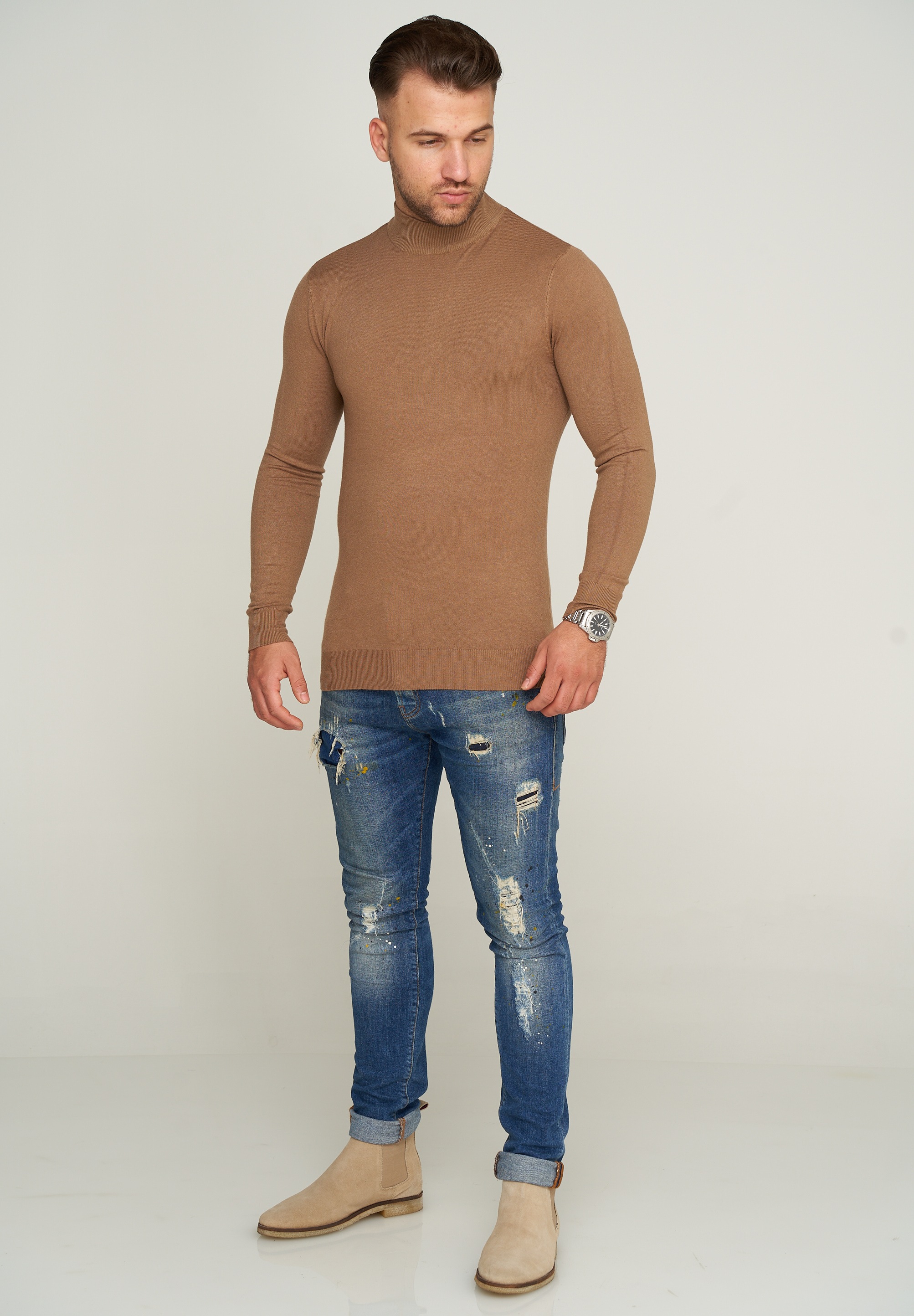 behype Strickpullover »MKBONI«, mit kurzem Stehkragen