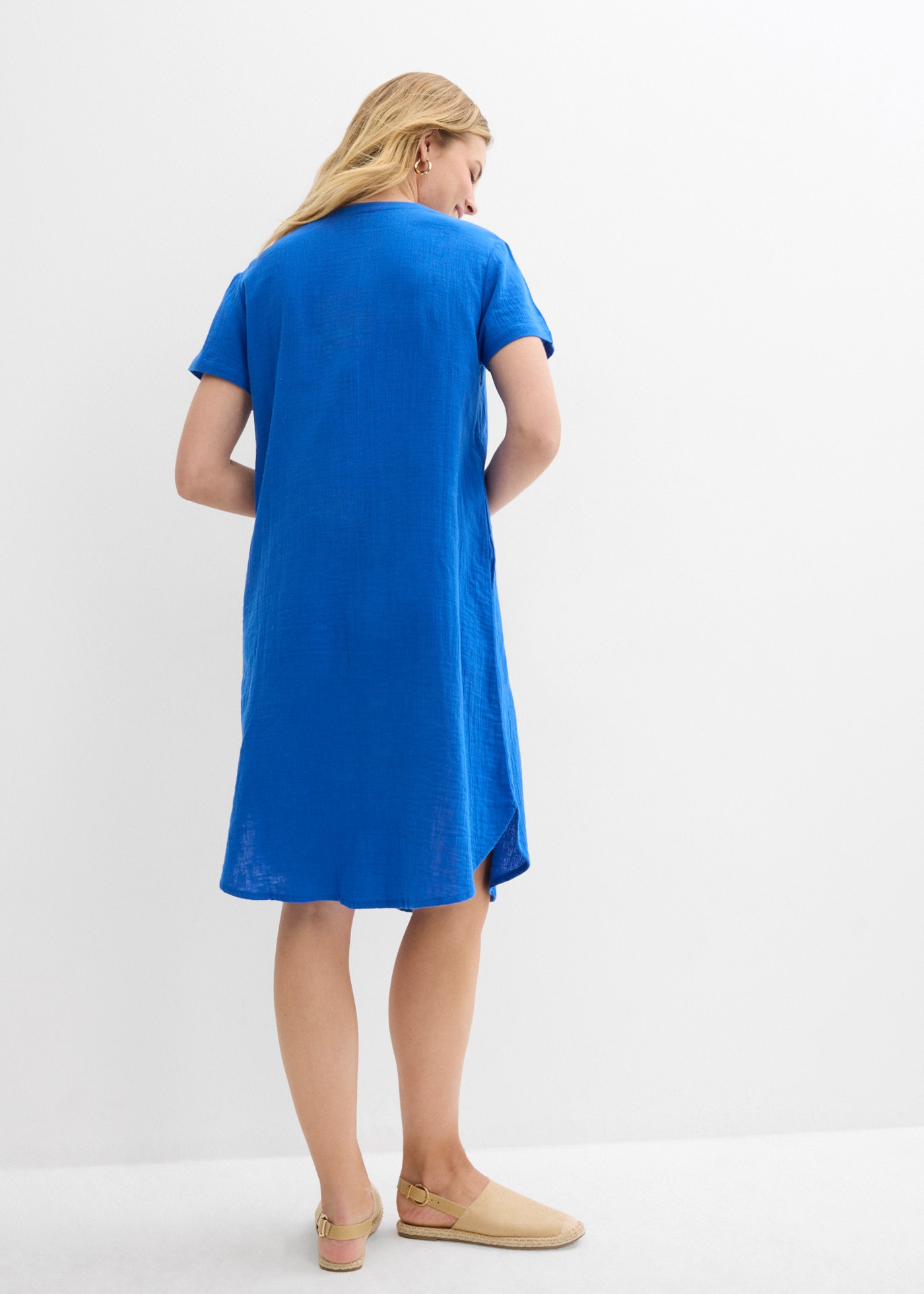 bonprix Blusenkleid aus Baumwolle, in A-Linie, mit seitlichen Eingriffstaschen