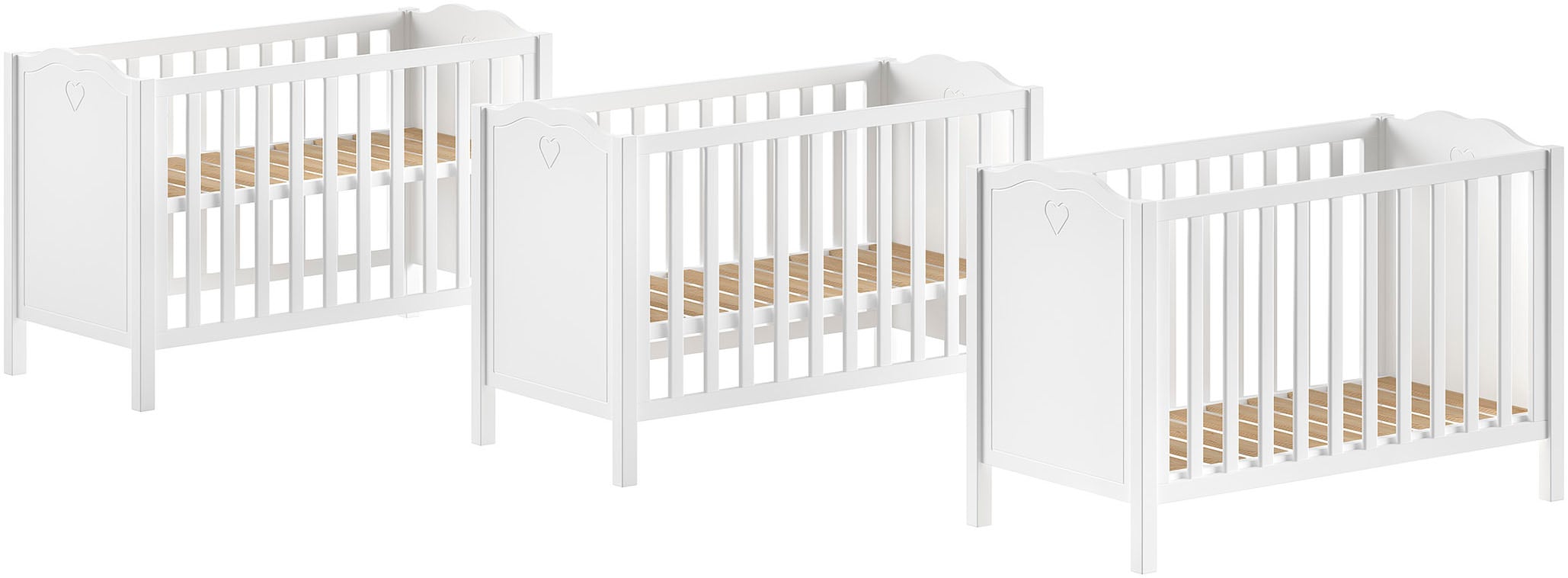 Babybett »Amori 60/120 mit verstellbarem Lattenrost, sehr stabil gebaut«, mit...