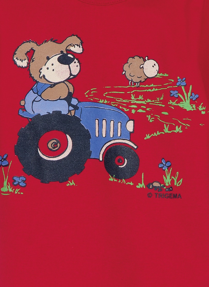 Trigema T-Shirt »TRIGEMA Langarmshirt mit süßem Hund auf Traktor«, (1 tlg.)