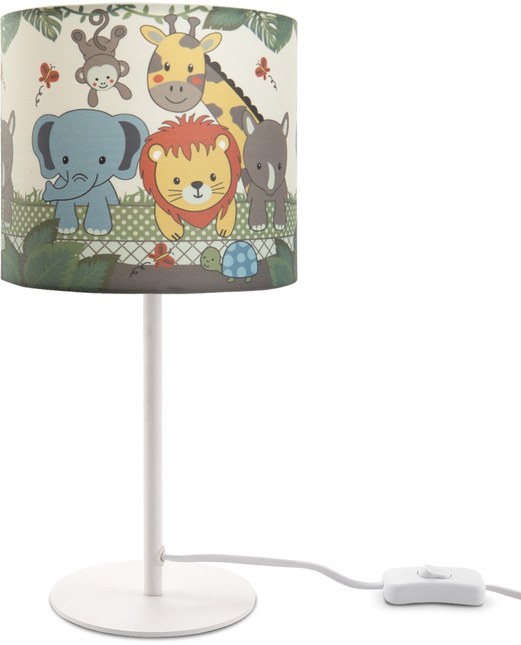 Paco Home Tischleuchte »Diamond 634«, 1 flammig-flammig, Kinderlampe LED  Kinderzimmer Lampe Dschungel-Tiere, Tischleuchte E14 | BAUR