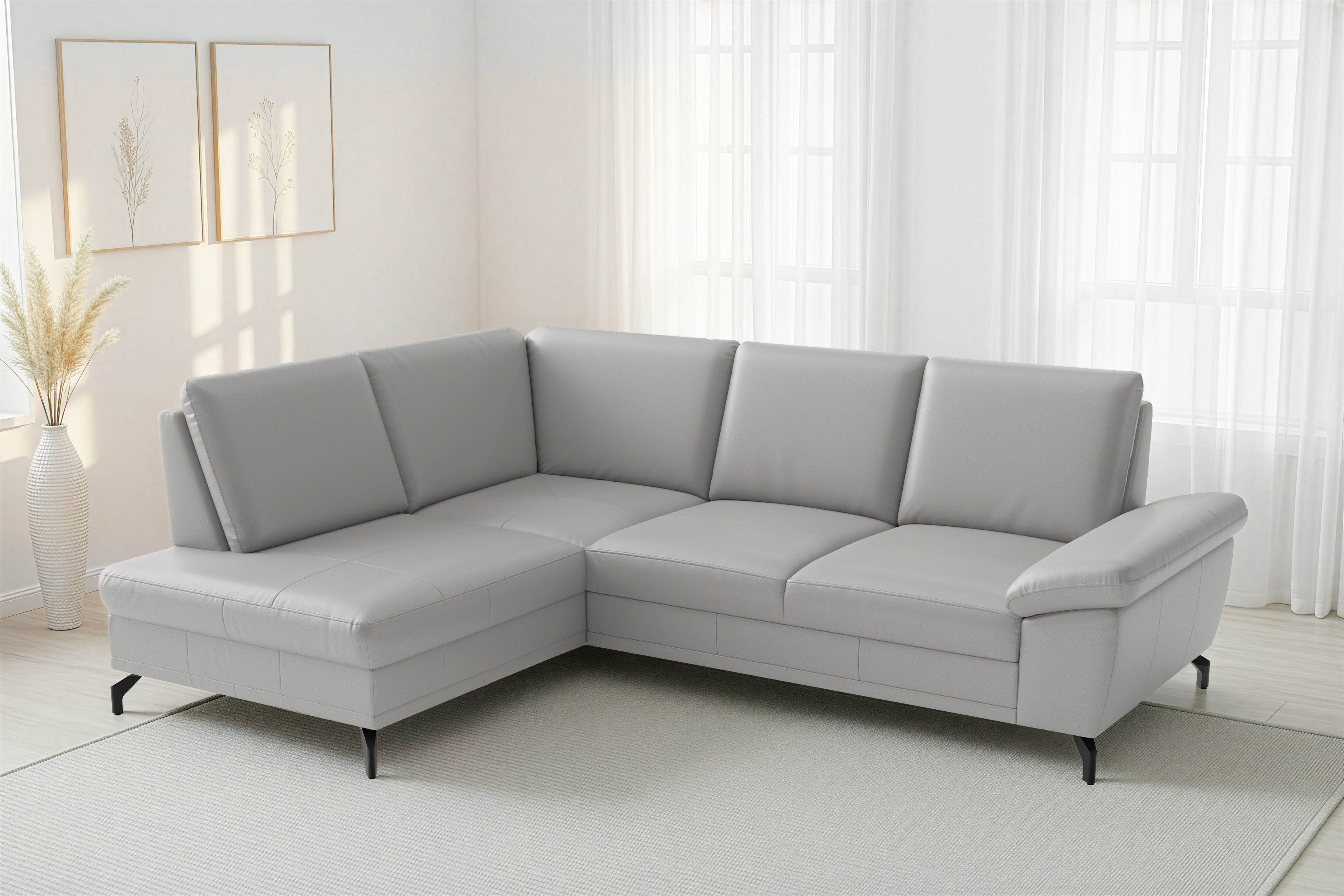 sit&more Ecksofa "Chelsea L-Form, B: 249 cm, Armteil- & Sitztiefenverstellung, Leder" optional mit Schlaffunktion und Bettkasten
