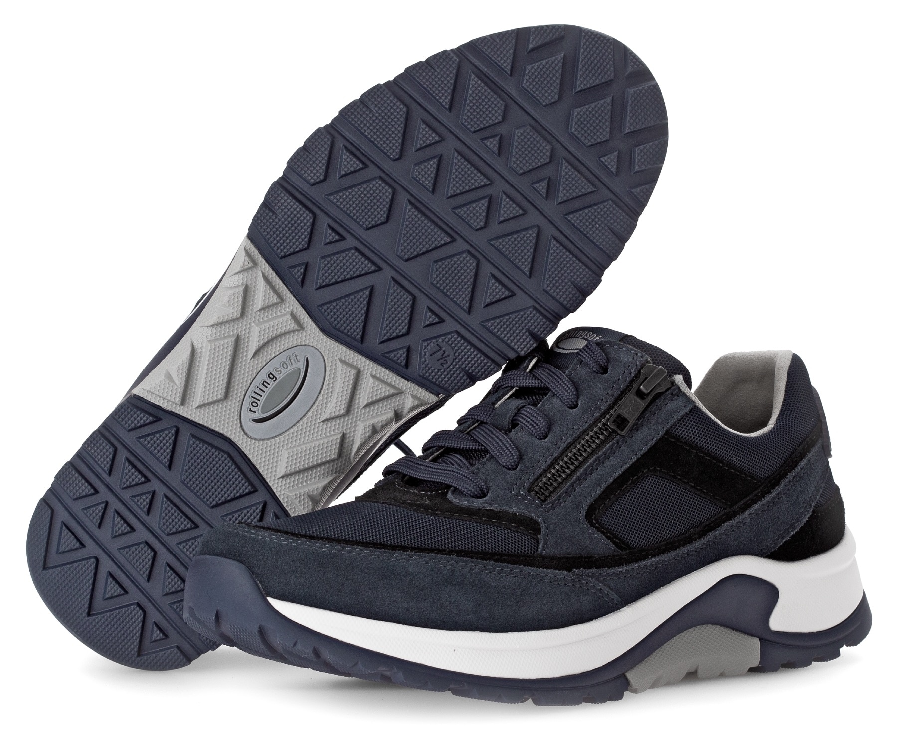 Gabor Rollingsoft Keilsneaker, Schnürschuh, Halbschuh, Freizeitschuh, Außenreißverschluss, G-Weite
