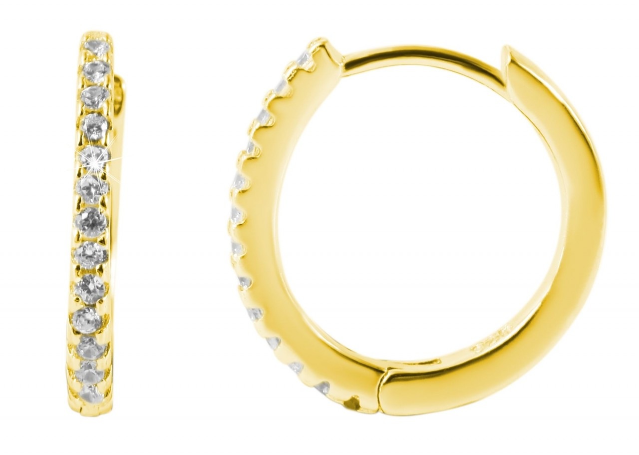 Paar Creolen ADELIA´S "Damen Creolen aus 925 Sterling Silber und Zirkonia Ø 10 mm", silber, Ohrringe, Damen, Damen, Silber 925 (Sterlingsilber) 9