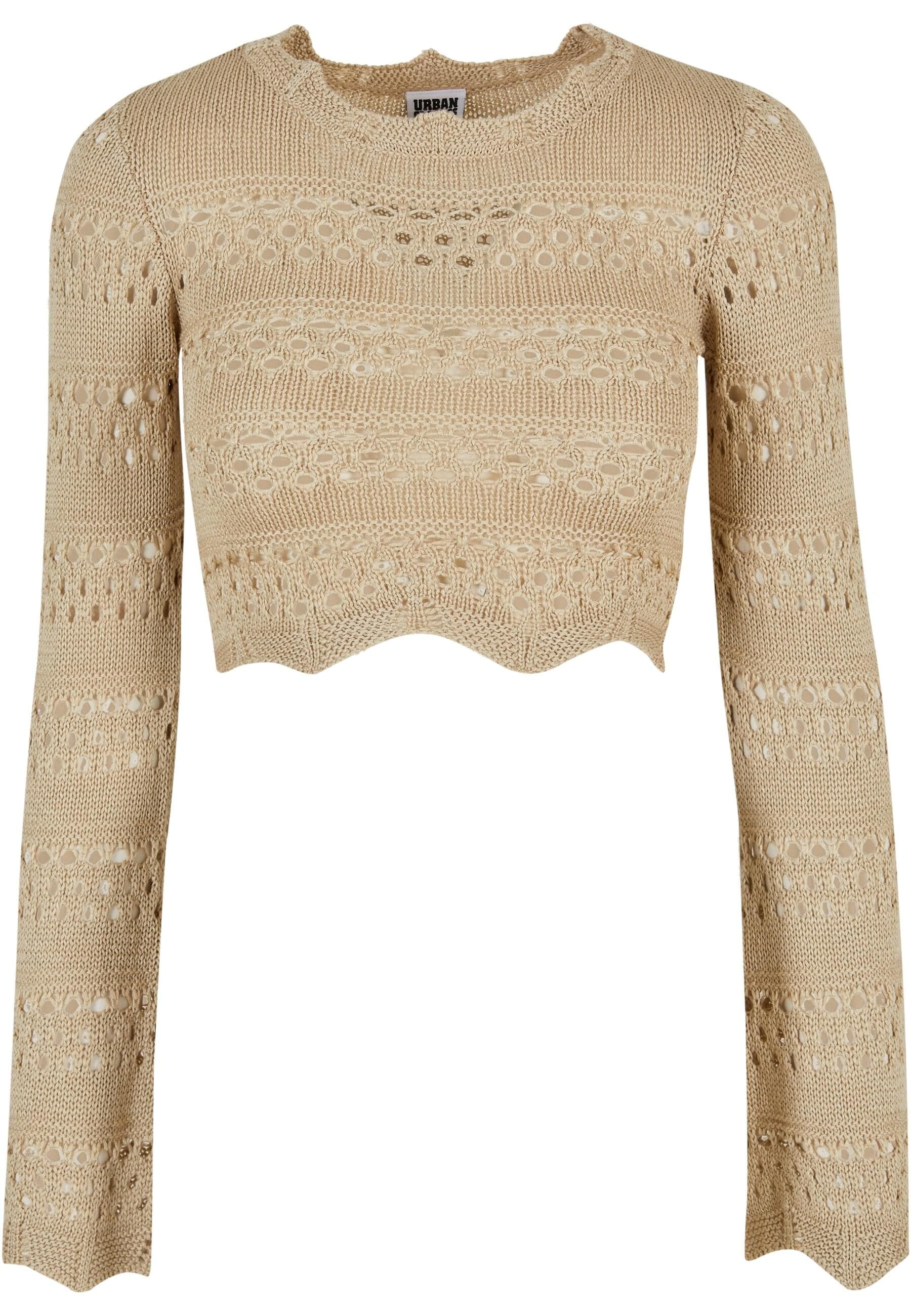 URBAN CLASSICS Rundhalspullover "Urban Classics Damen Ladies Cropped Crochet Knit Sweater"