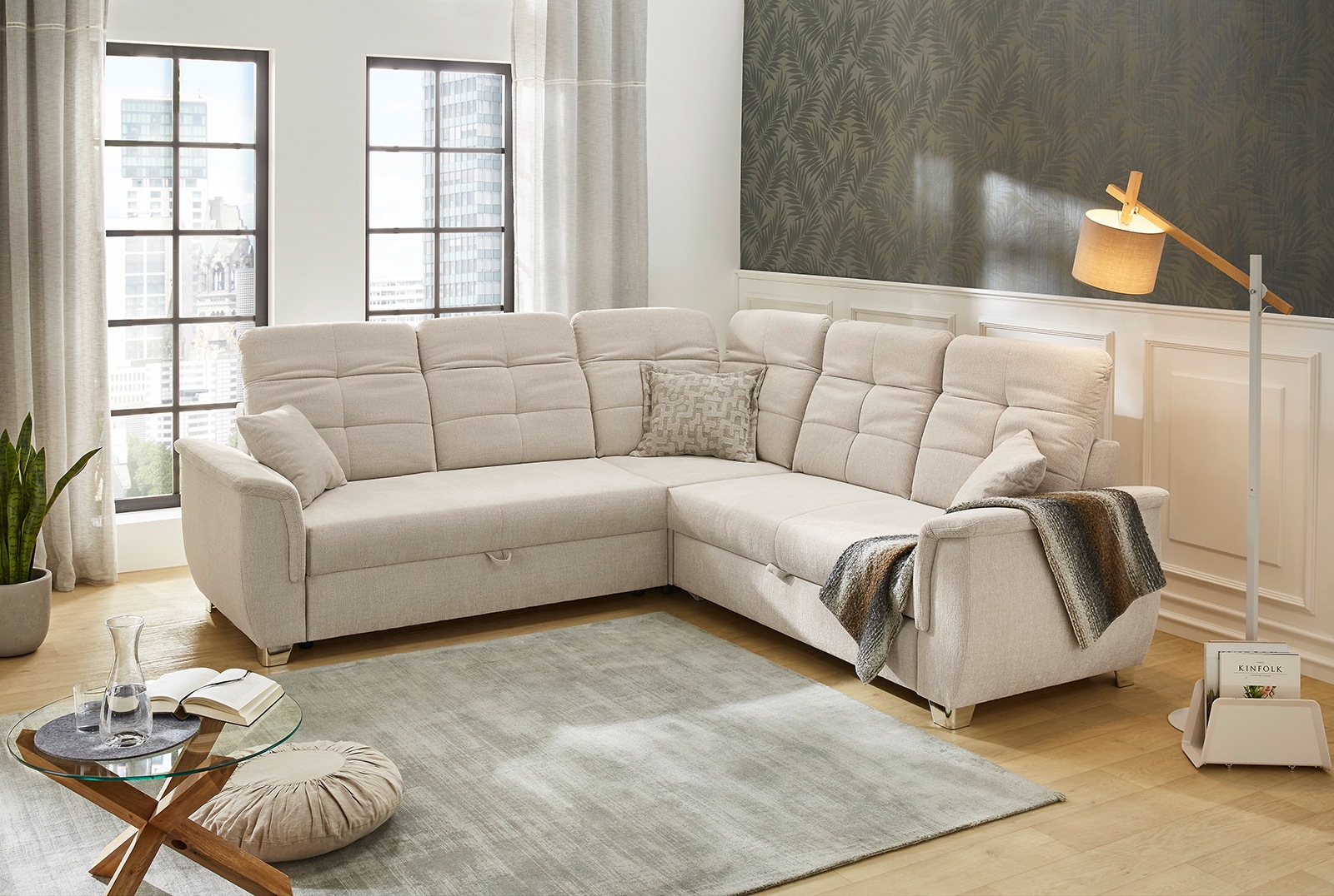 Jockenhöfer Gruppe Ecksofa "Udine L-Form, B: 263 cm" mit Bettfunktion, Bett günstig online kaufen