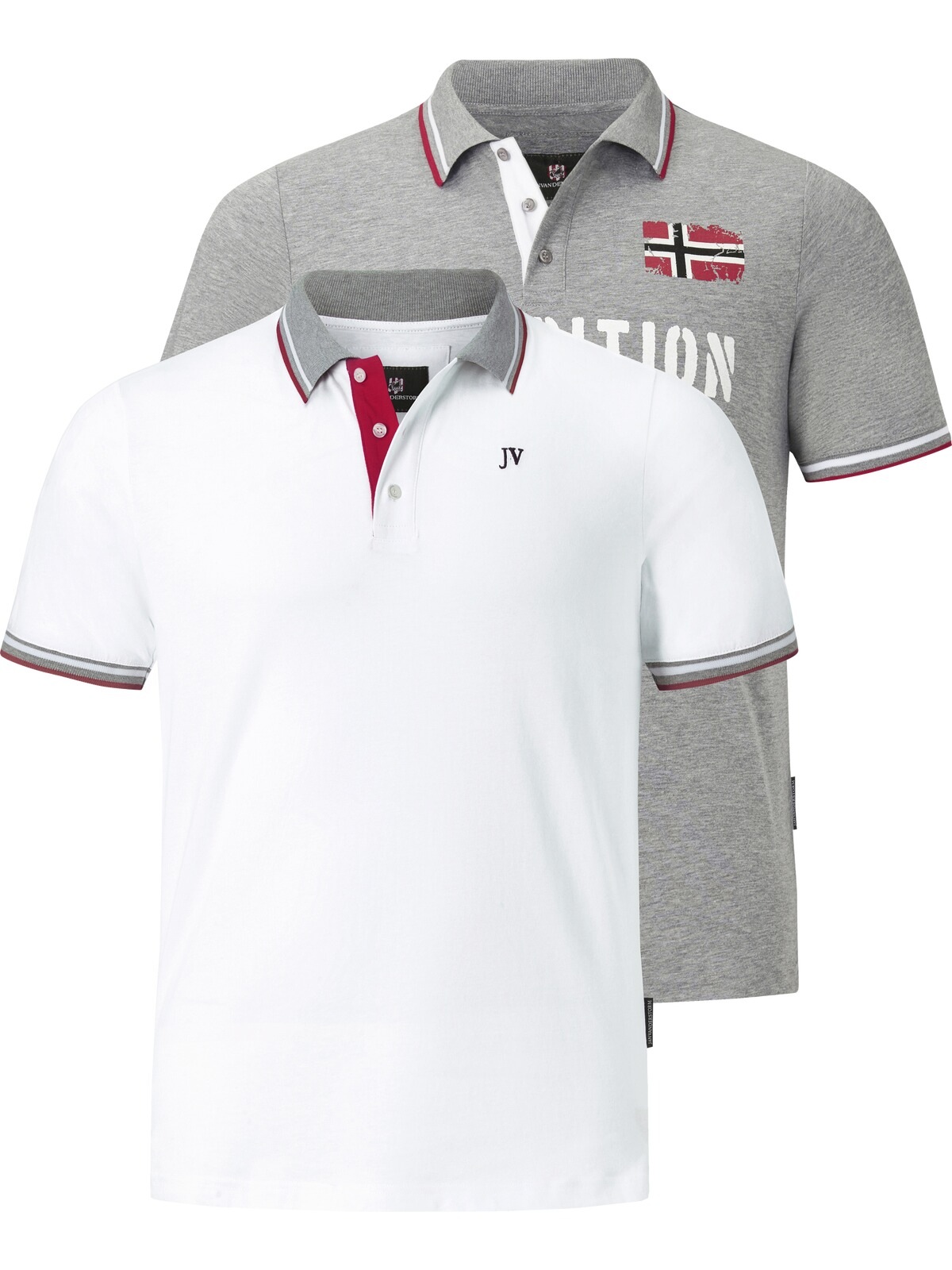 Jan Vanderstorm Poloshirt »Doppelpack Poloshirt JOHAN«, (2 tlg.), in zwei Designs (2er-Pack)