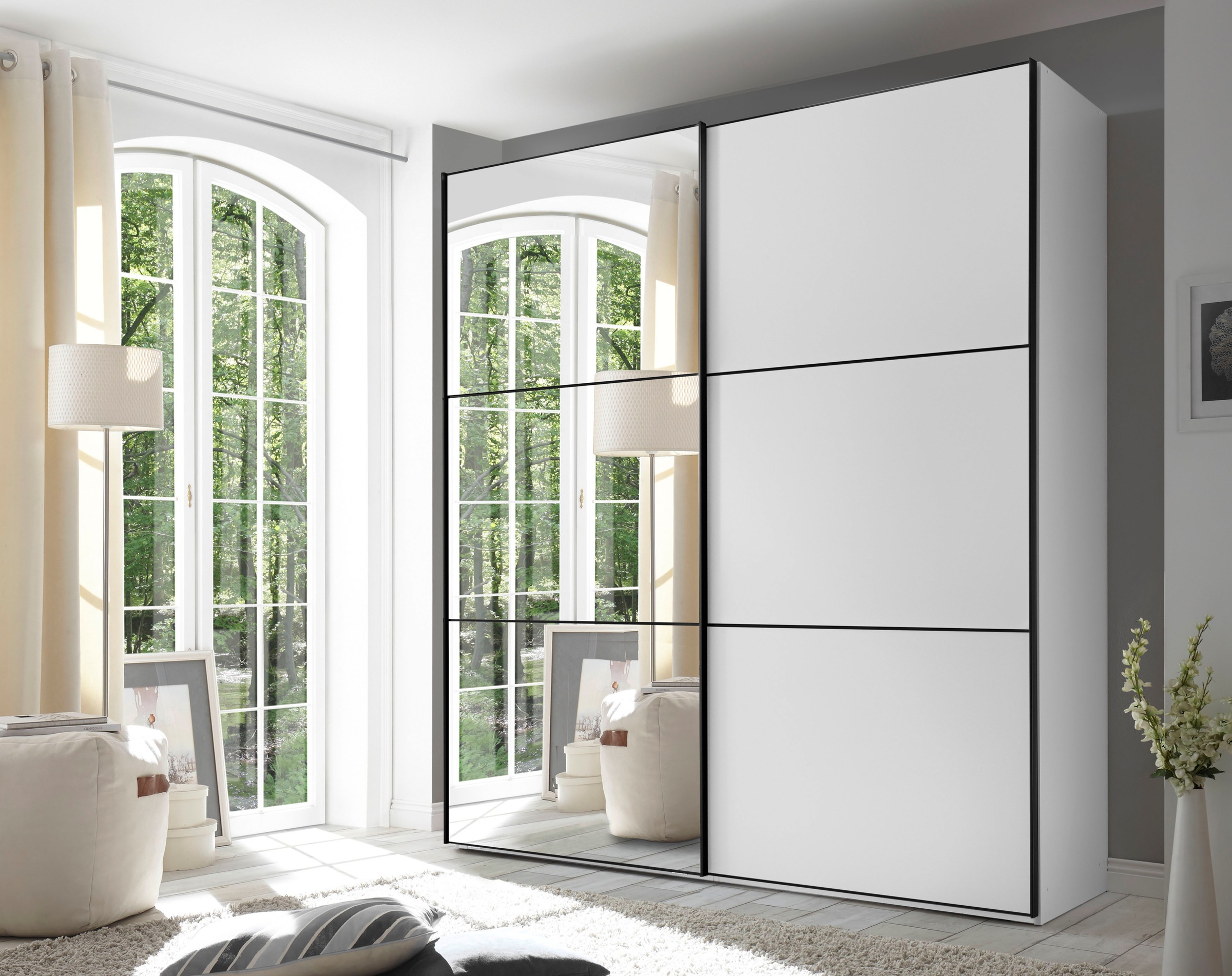 STAUD Schwebetürenschrank »Includo, Made in Germany«, Mit Spiegeltüre und vier verschiedenen Ausstattungsvarianten