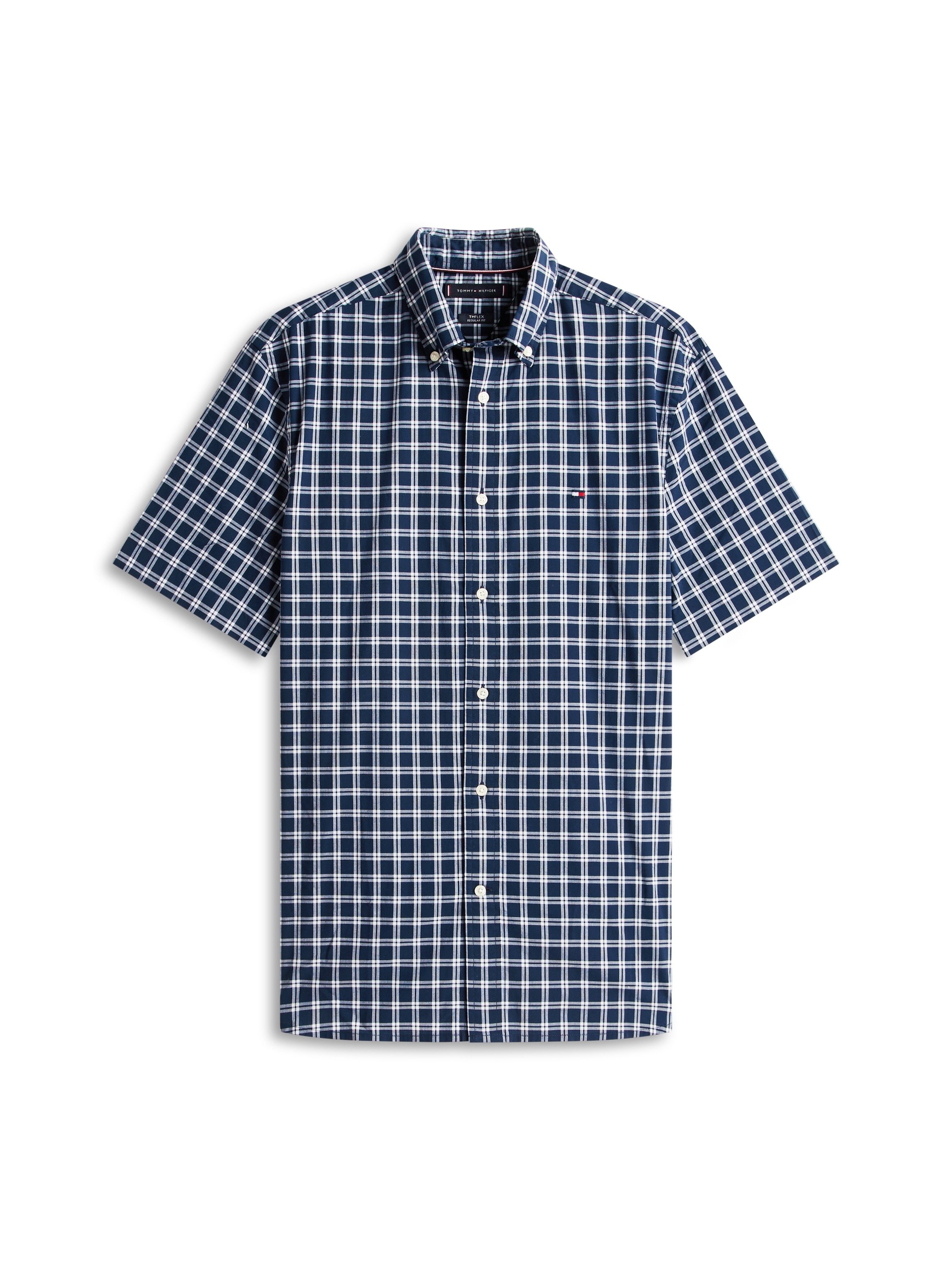 Tommy Hilfiger Flex Poplin Check Short Sleeve Shirt Carbon Navy L 3