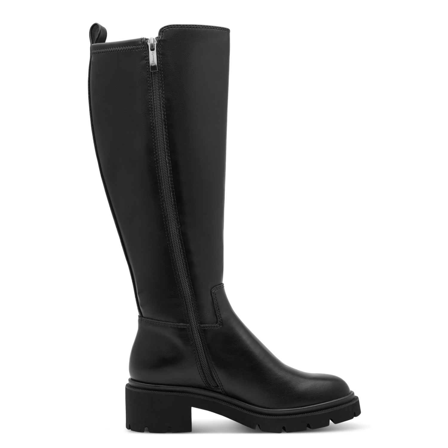 Tamaris Stiefel  Blockabsatz, Langschaftstiefel mit dekorativer Logoprägung