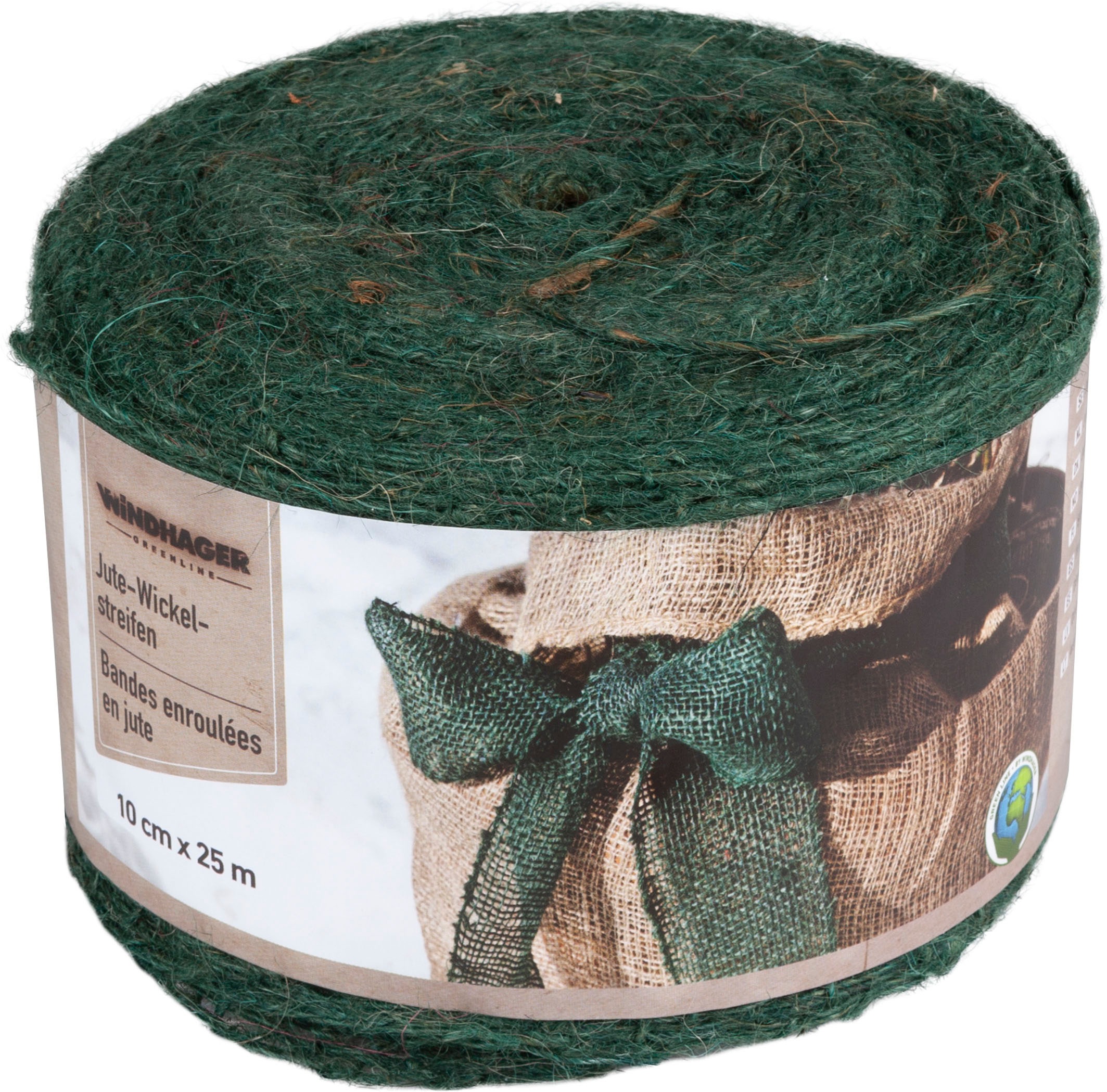 Windhager Pflanzschnur "Jute-Wickelstreifen, Deko-Band, vielfältig einsetzbar" robust und langlebig, 10 x 25 cm, grün