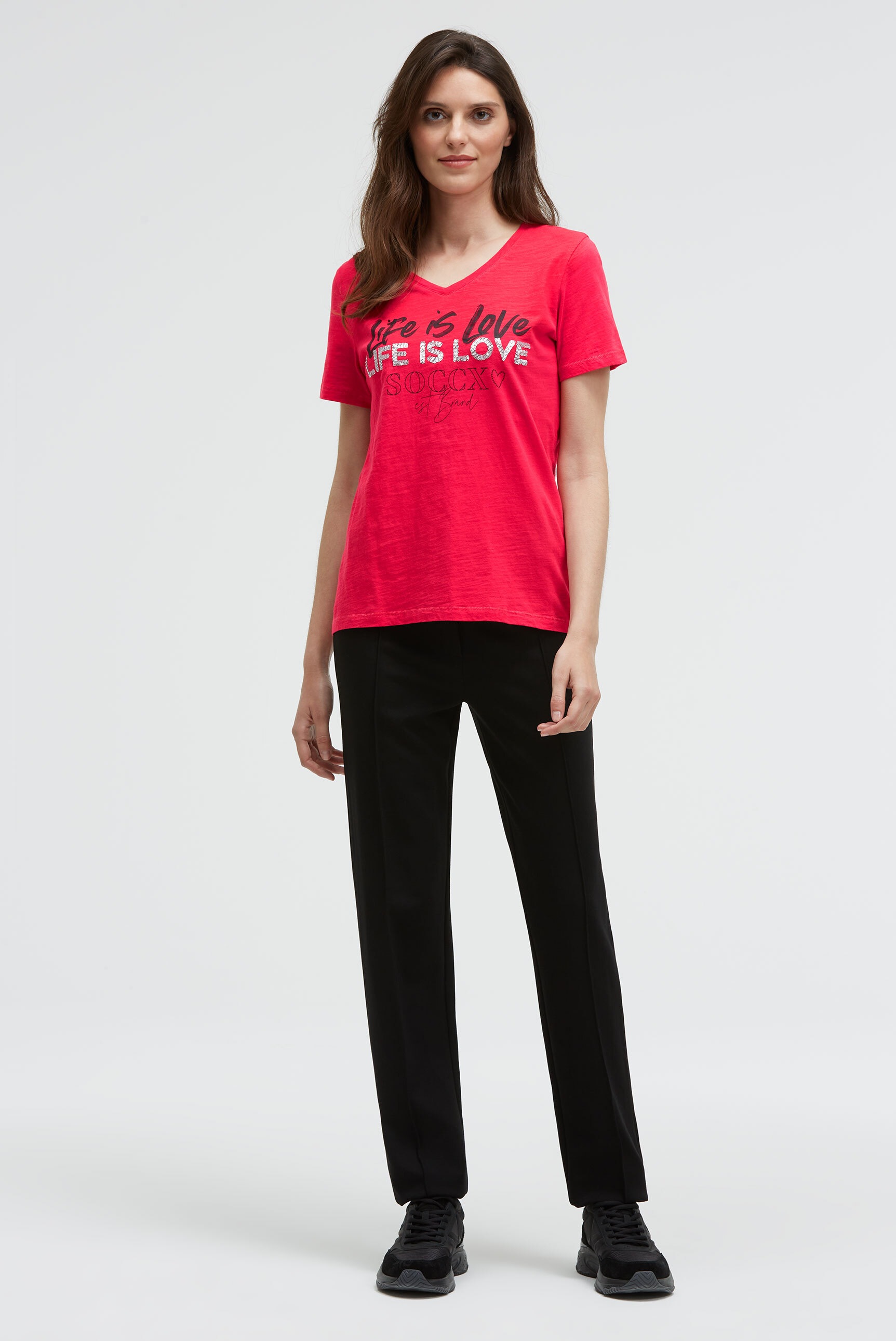 SOCCX V-Shirt aus Baumwolle