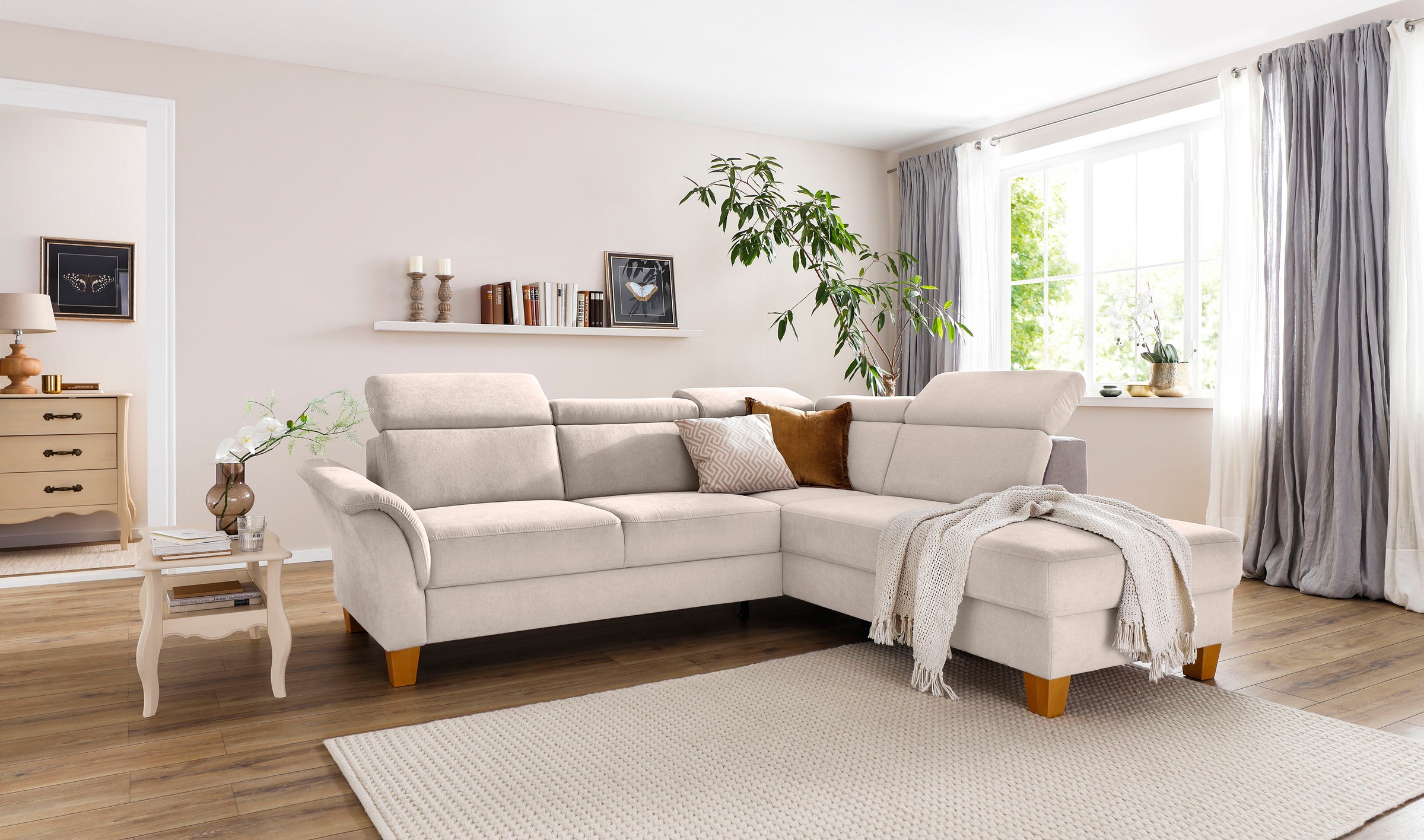 Home affaire Ecksofa »Conville L-Form«, Federkern, wahlweise mit Bettfunktion und Bettkasten bzw. Stauraum