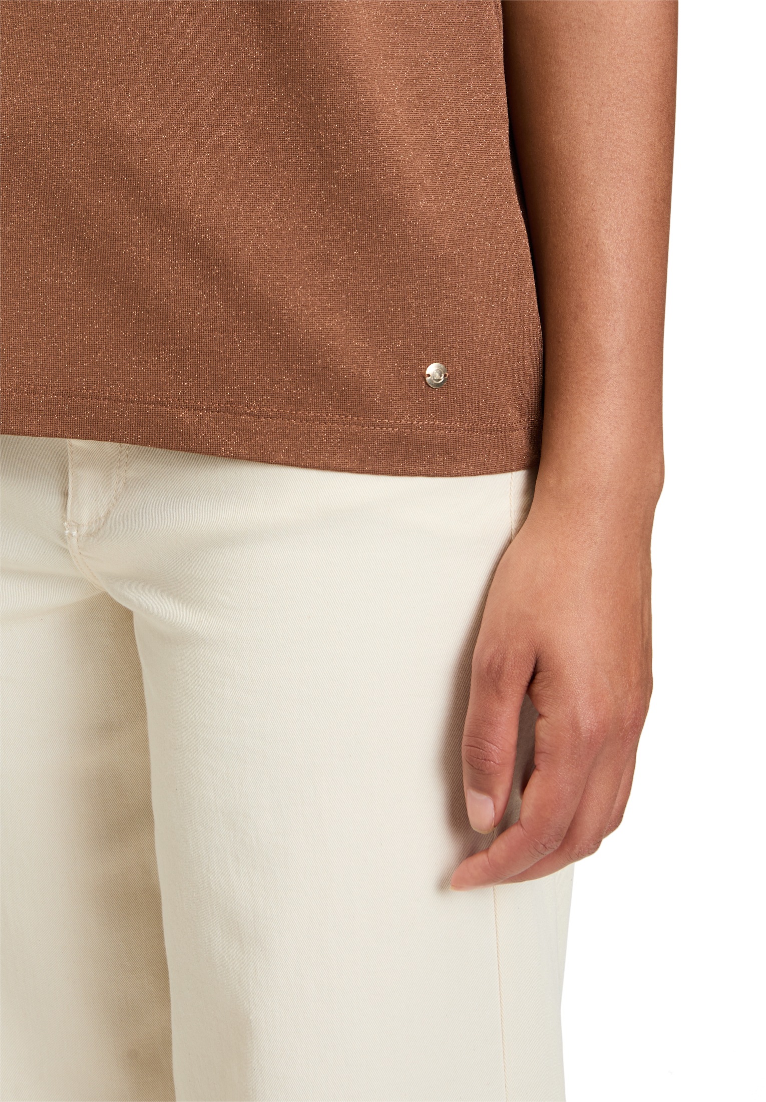 Betty&Co Kurzarmshirt »Betty & Co Casual-Shirt mit Perlen«, (1 tlg.), Glitzer