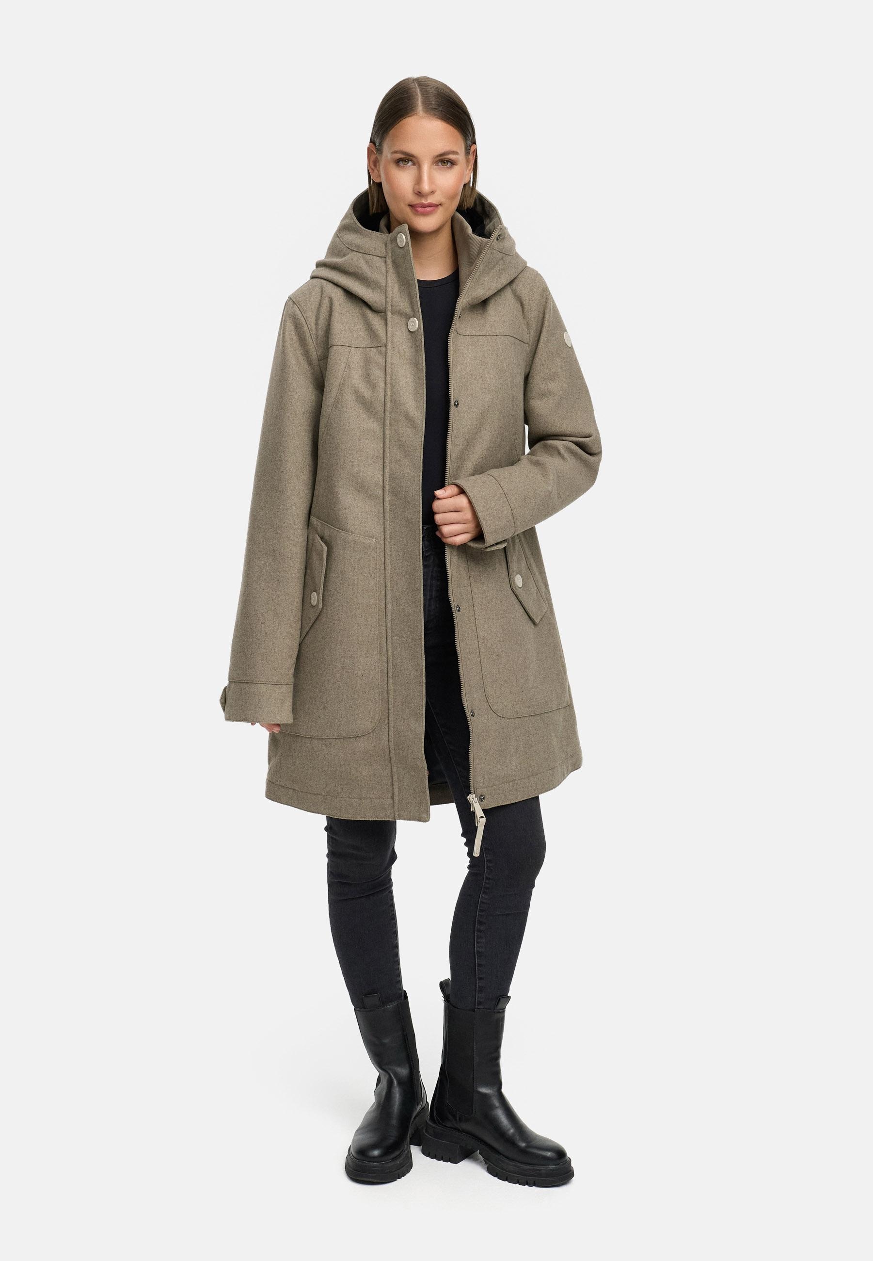 Ragwear Wintermantel »Jannisa Coat« Klassischer Damen Kurzmantel mit Kapuze