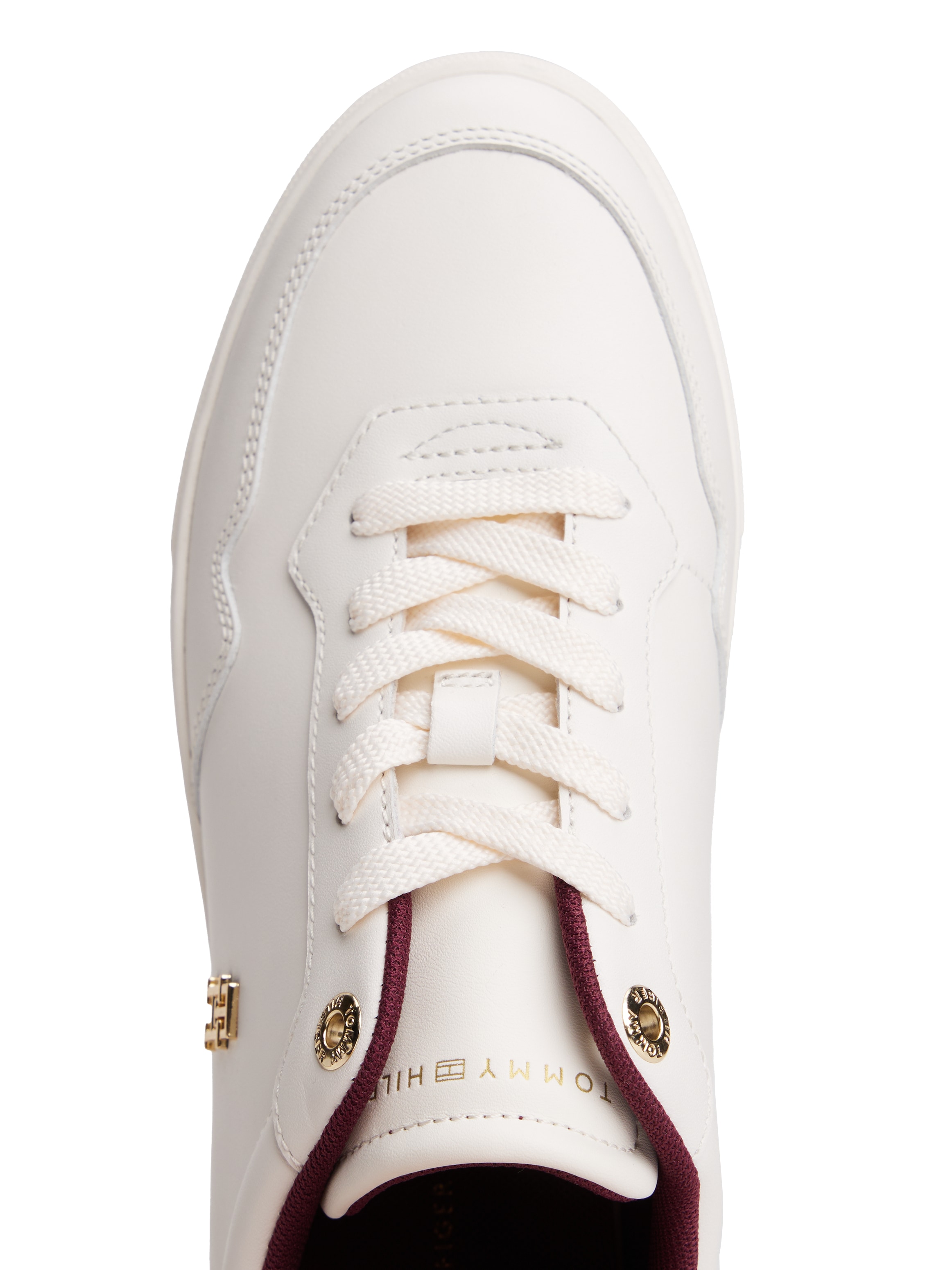 Tommy Hilfiger Plateausneaker »ESSENTIAL ELEVATED COURT SNEAKER«, Freizeitschuh, Halbschuh, Schnürer mit Ziernähten und Kontrastbesatz