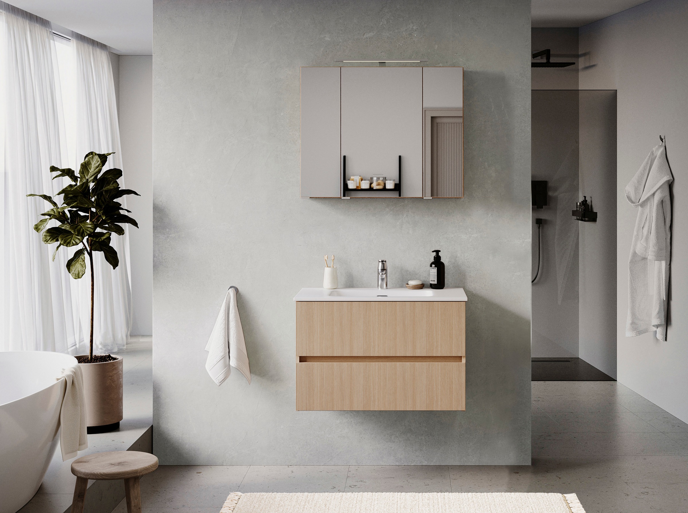 welltime Badmöbel-Set "EIXO, Set aus Spiegelschrank und Waschtisch inkl. Be günstig online kaufen