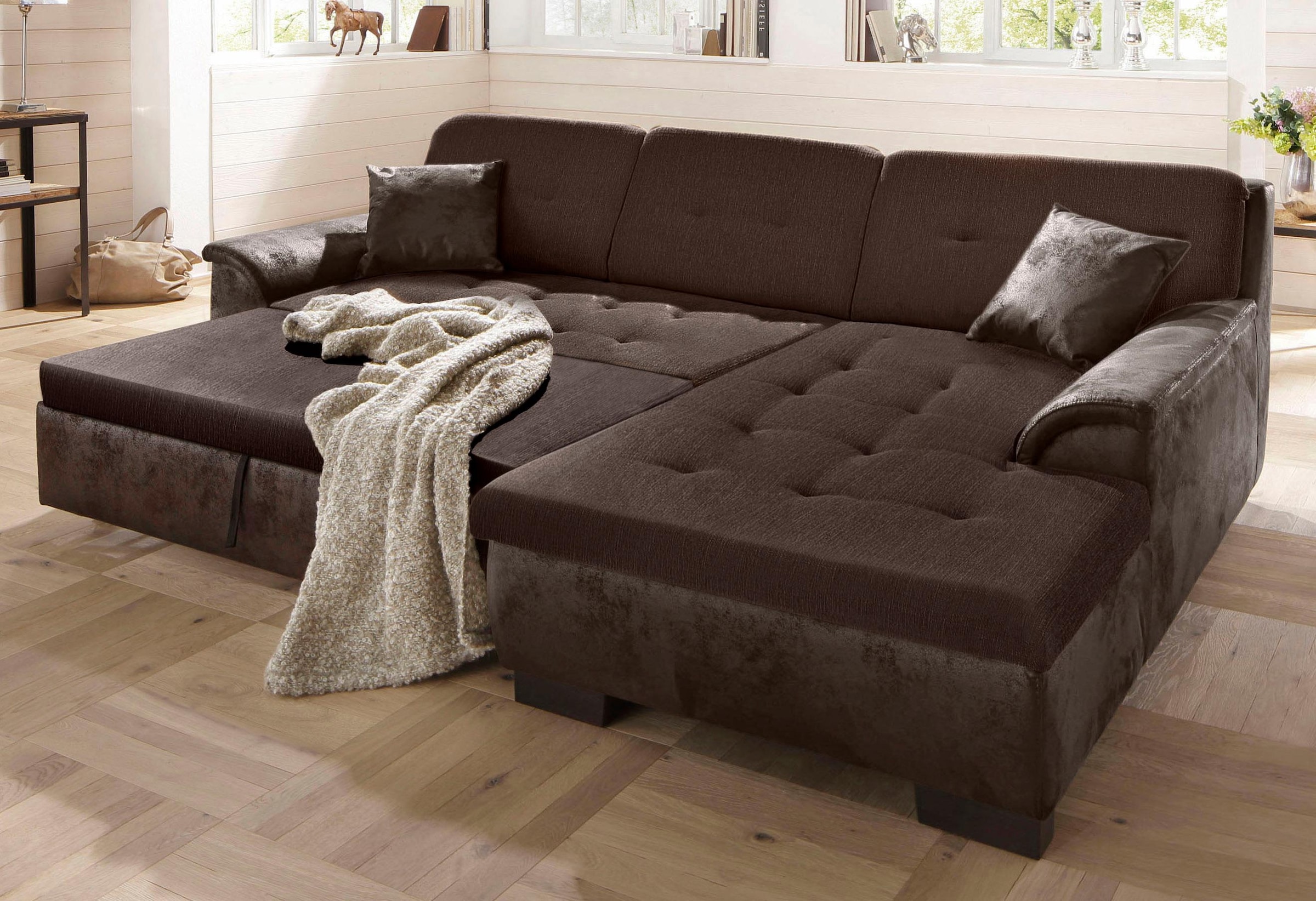 Home affaire Ecksofa "Bergen", wahlweise mit Bettfunktion L-Form günstig online kaufen