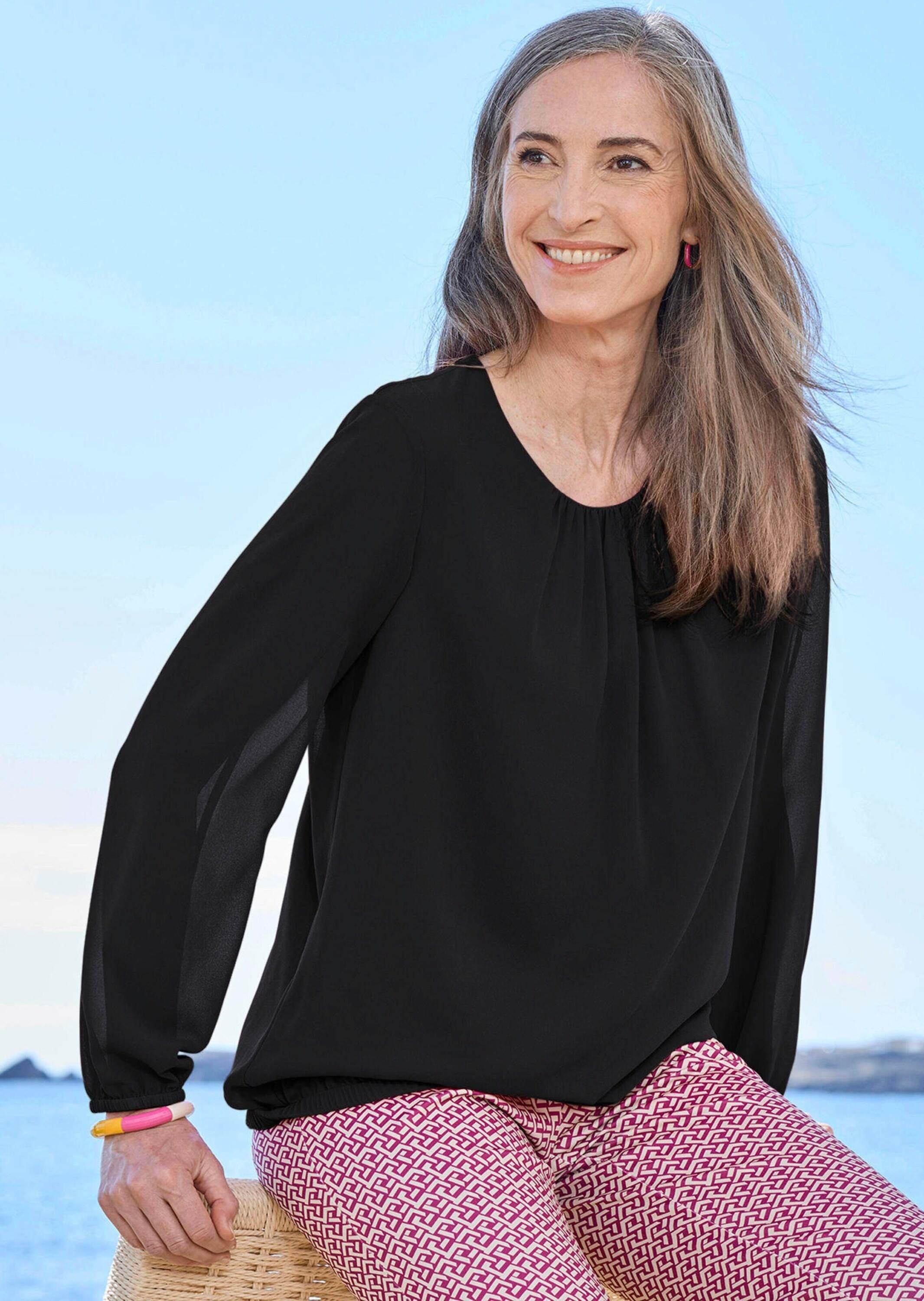 GOLDNER Klassische Bluse »Kurzgröße Elegante Bluse aus Chiffon«