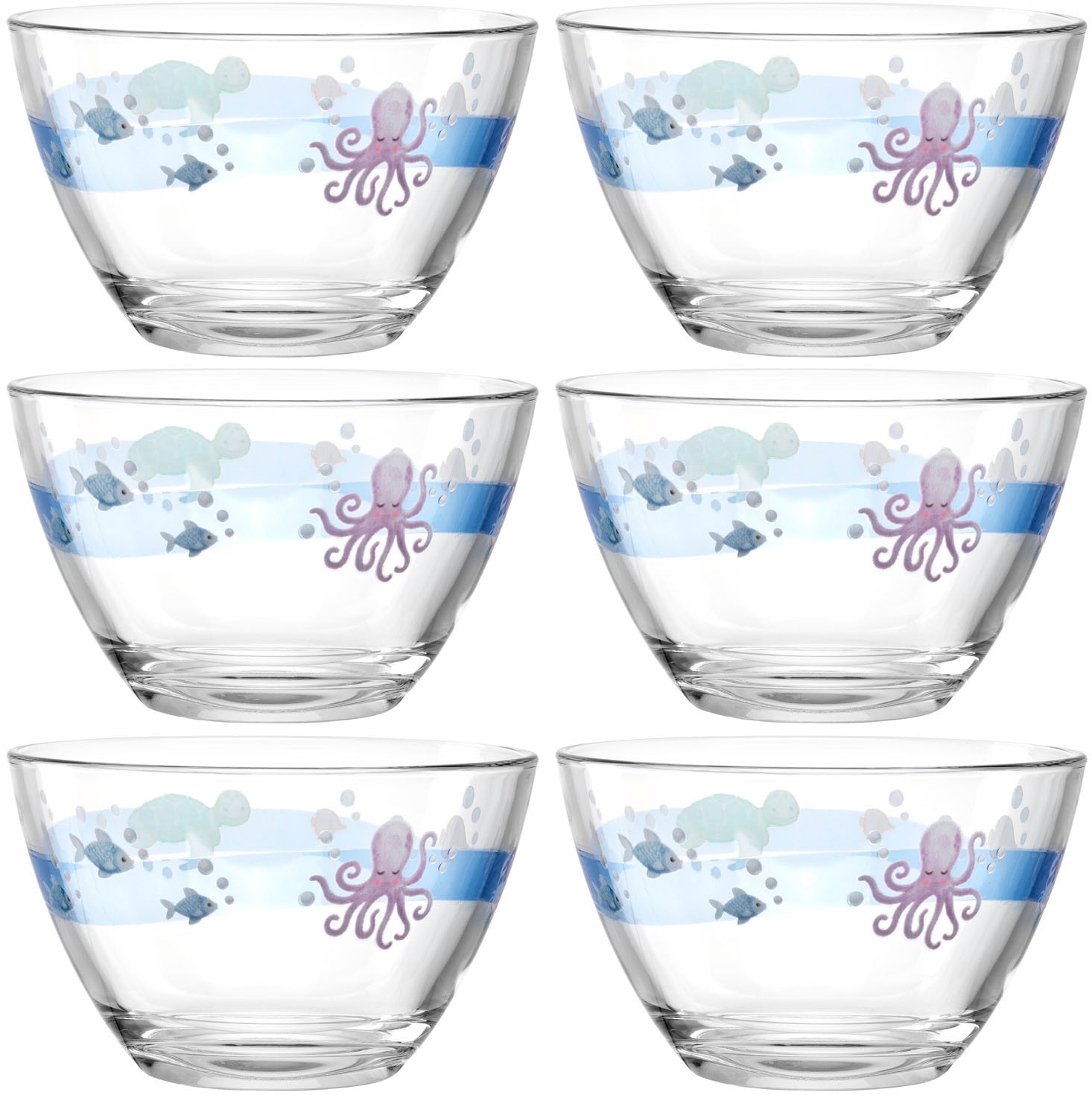 LEONARDO Kinderschale "Meer BAMBINI AVVENTURA" 6 Stk. aus Glas 12 cm, Kalk-Natron-Glas
