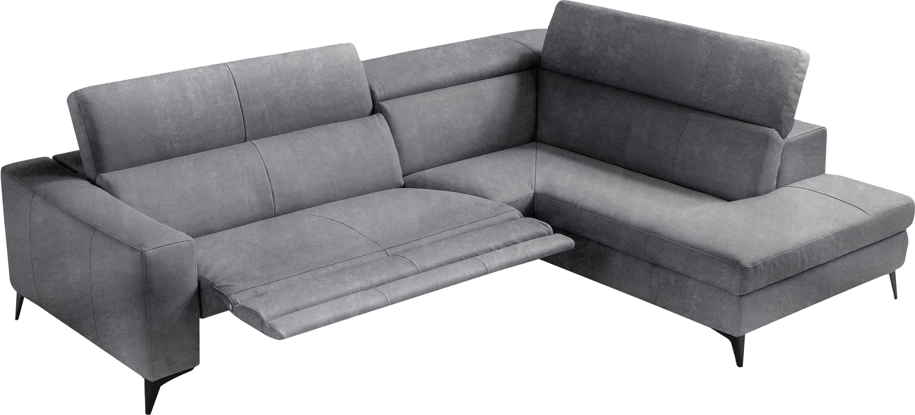Egoitaliano Ecksofa "Edith, Designsofa mit hohem Sitzkomfort, Breite 269cm, L-Form" inkl. elektrischer Relaxfunktion und manuell verstellbaren Kopfteilen